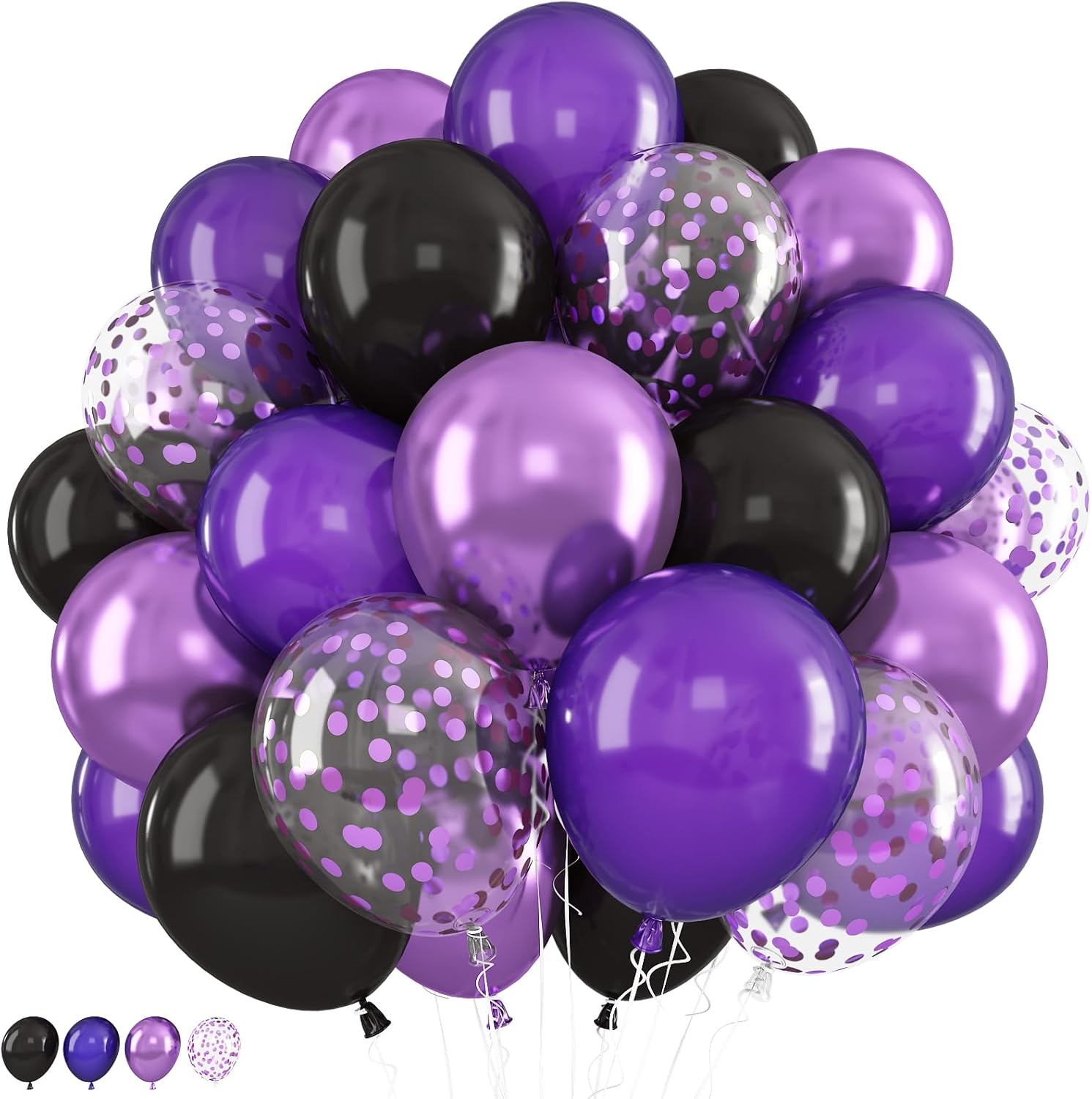 12 Inch Purple Black Balloons Party Decor Set