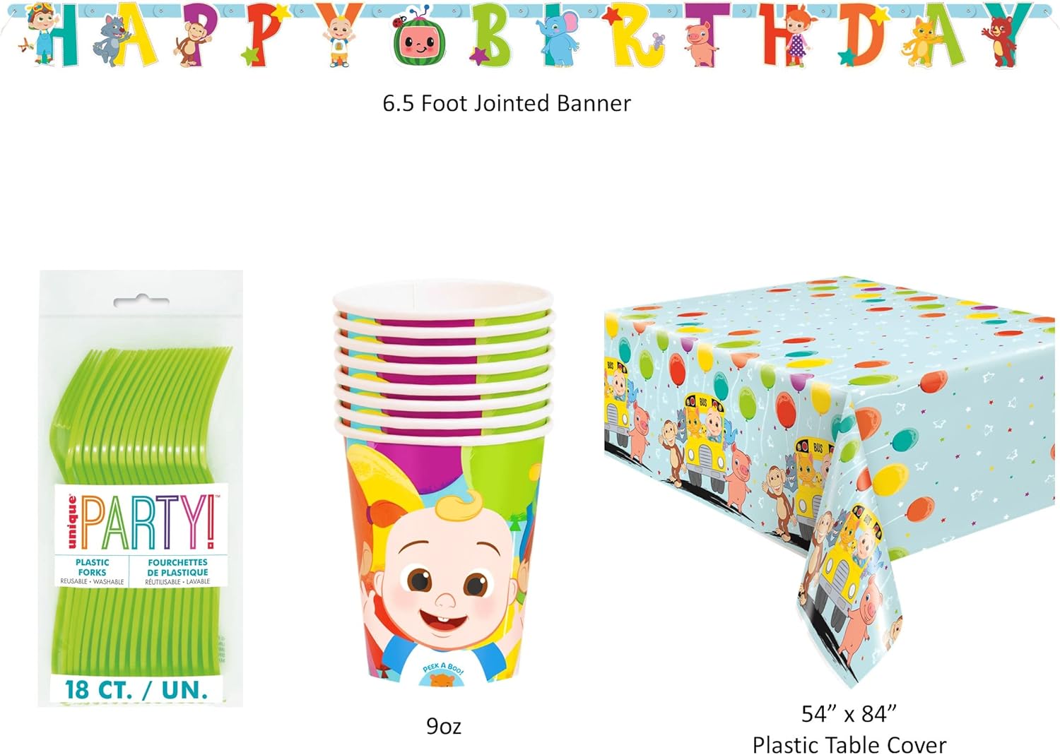 Cocomelon Birthday Party Supplies for 8 Guests