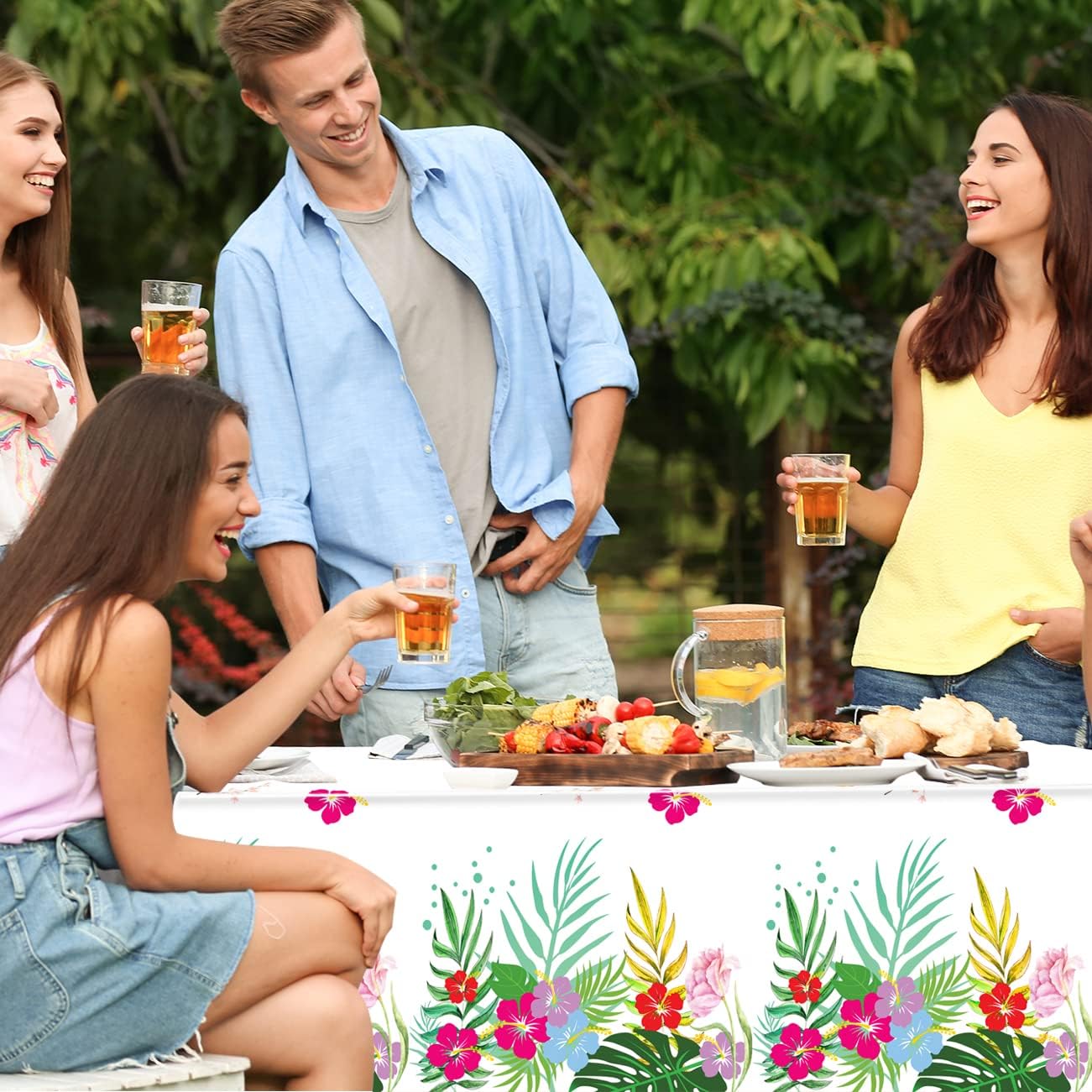 3 Pack Hawaiian Luau Tablecloths for Party Decor
