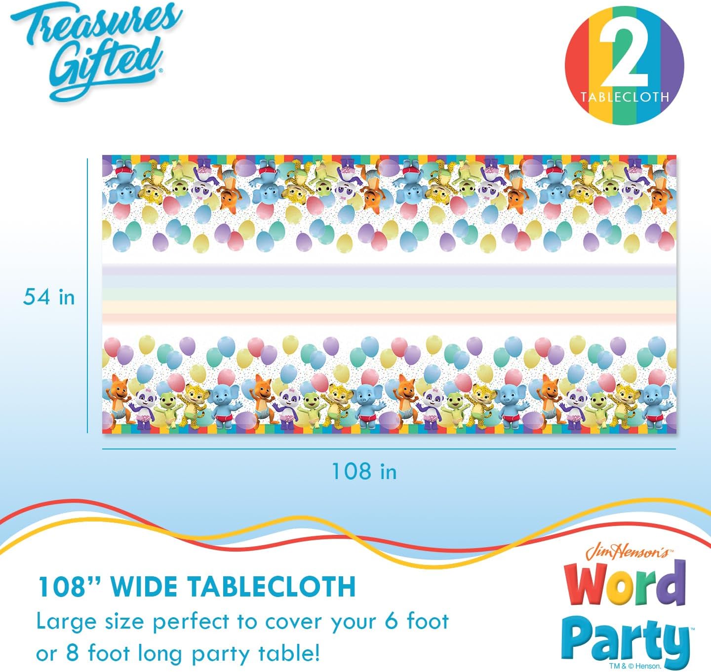 Treasures Gifted Jim Hensons Word Party Tablecloth Pack of 2