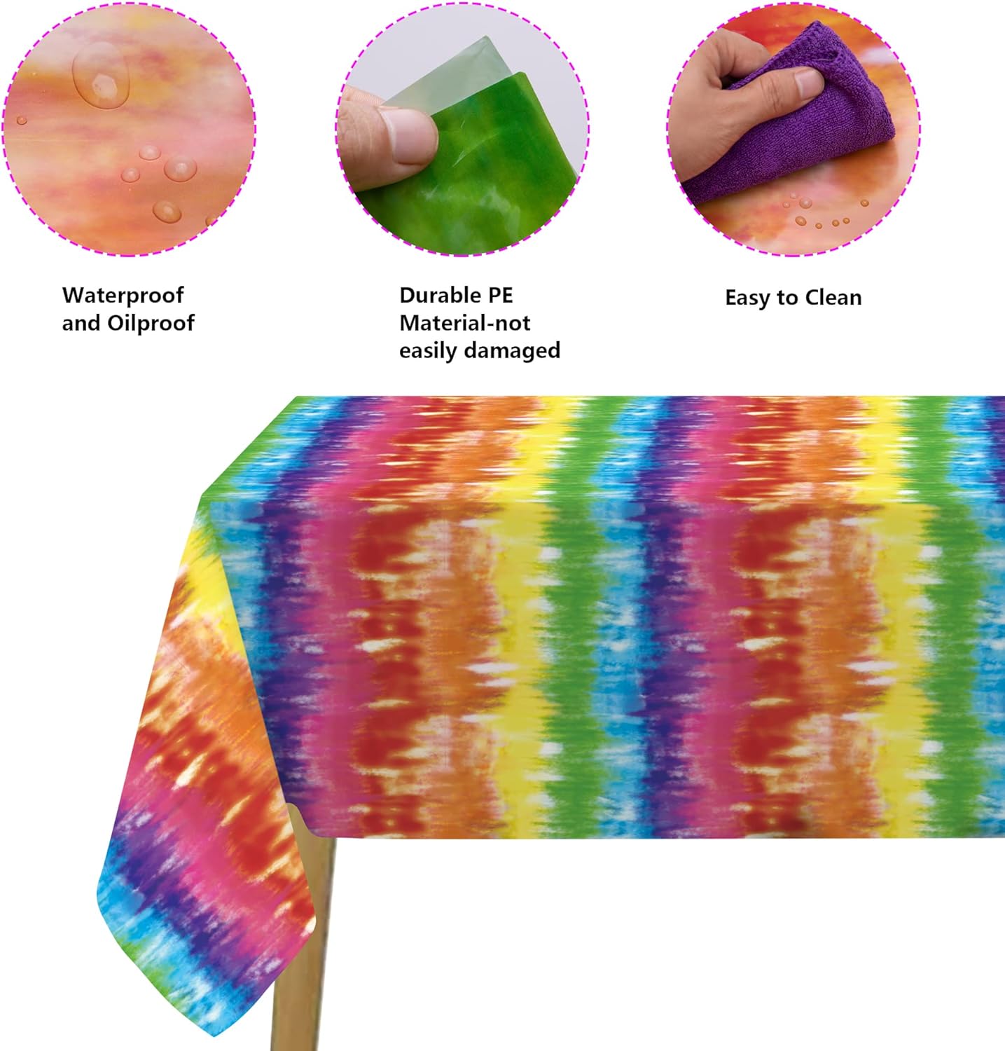 Iceyyyy 6pcs Tie Die Tablecover Rainbow Decor