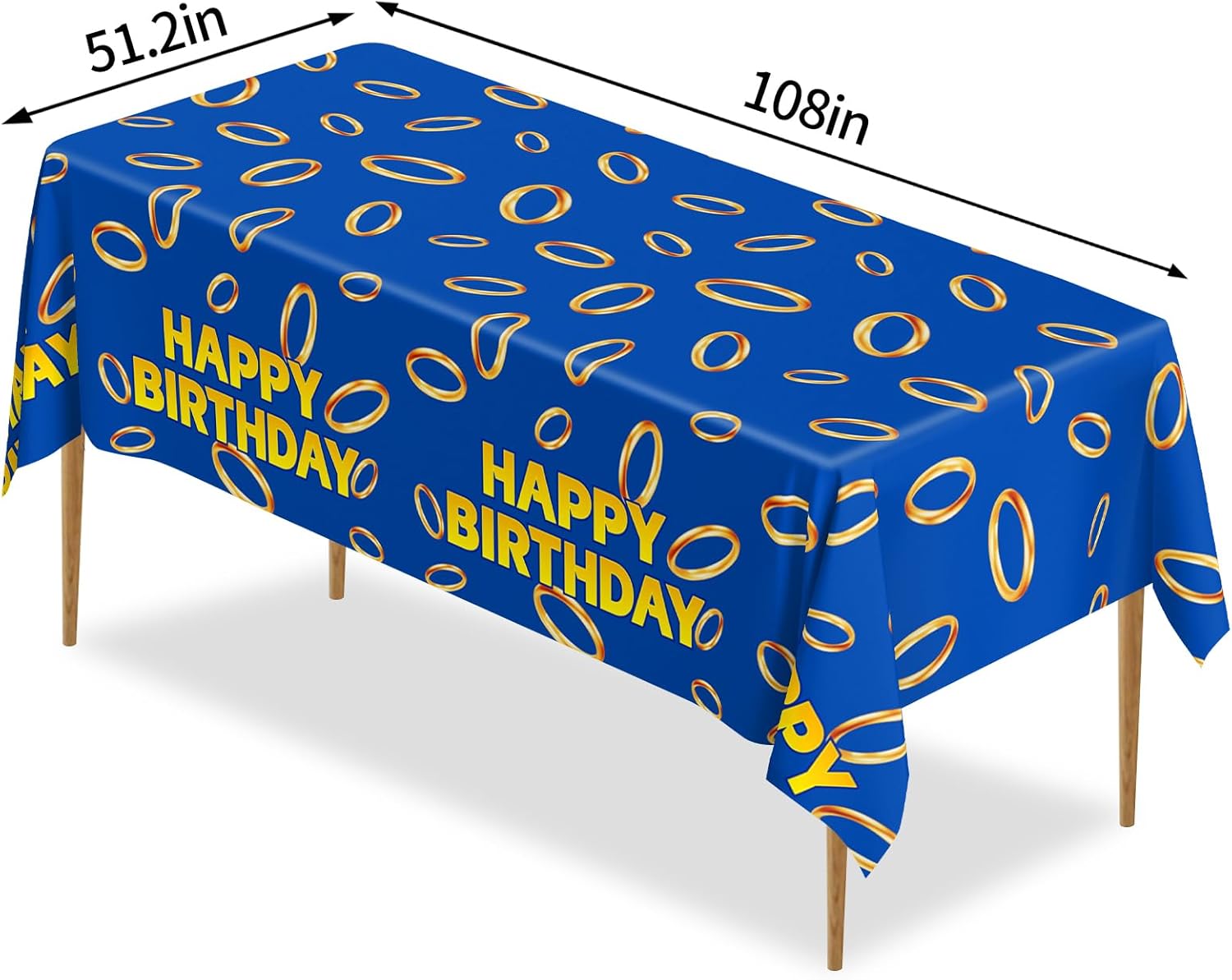 3 Pcs Blue with Gold Ring Print Tablecloth for Birthday Parties