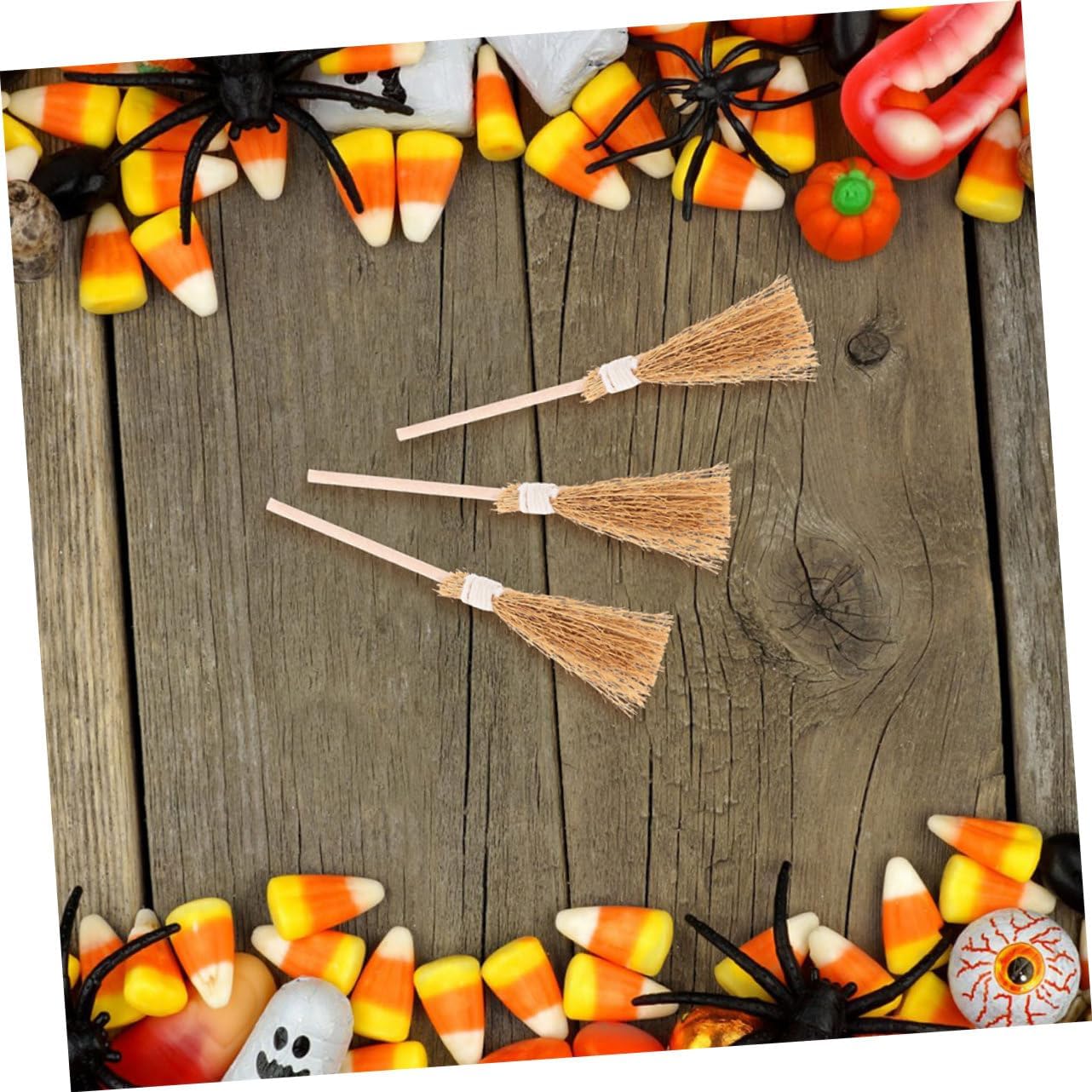 GLEAVI 12Pcs Miniature Witch Brooms Halloween Decor