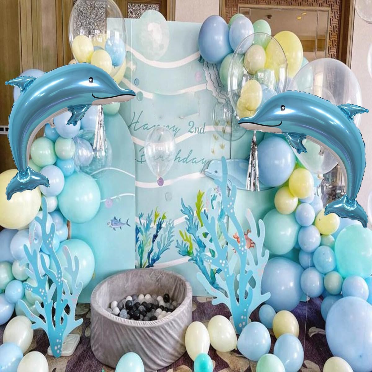 Large Dolphin Balloons 2PCS 46 Inch Ocean Animal Decorations