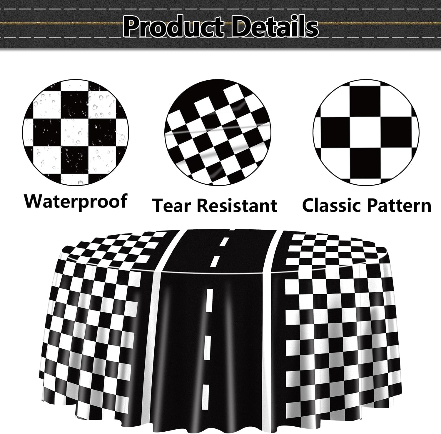 9 Pcs Racing Car Tablecloths for Round Table Party