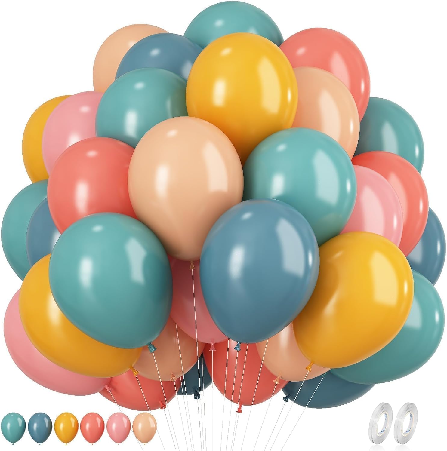 KEPMOV Boho Rainbow Balloons 60Pcs Set 12 Inch Decor