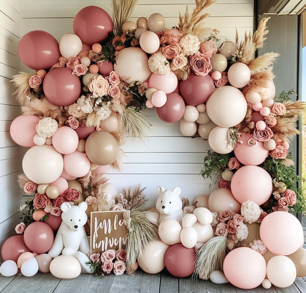 Dusty Pink Balloon Arch Kit 112pcs for Boho Parties