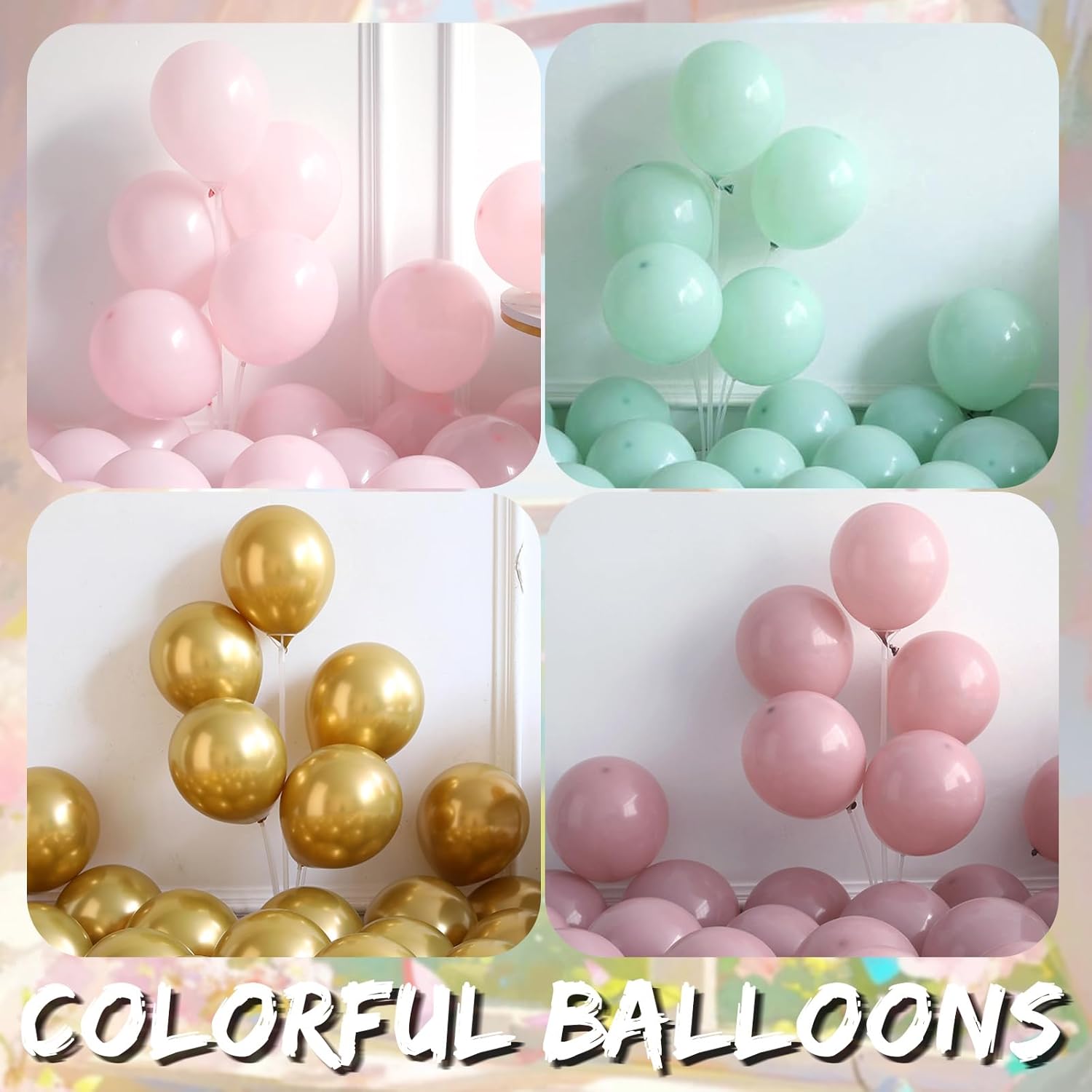 Pastel Pink Green Gold Butterfly Balloon Arch Kit for Parties