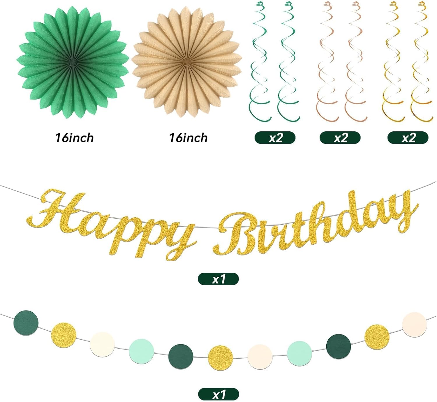 FunHot Sage Green and Dusty Pink Party Decorations Set