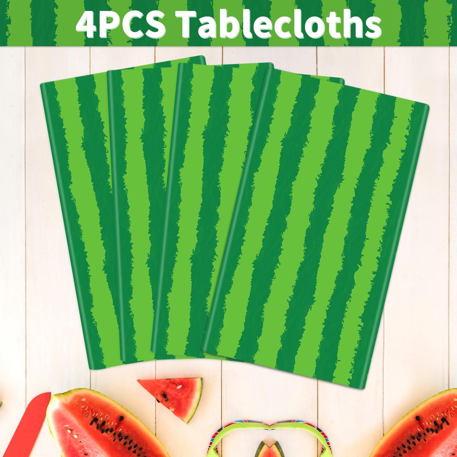 4 Pack Watermelon Rind Tablecloths Green Melon Party Decor