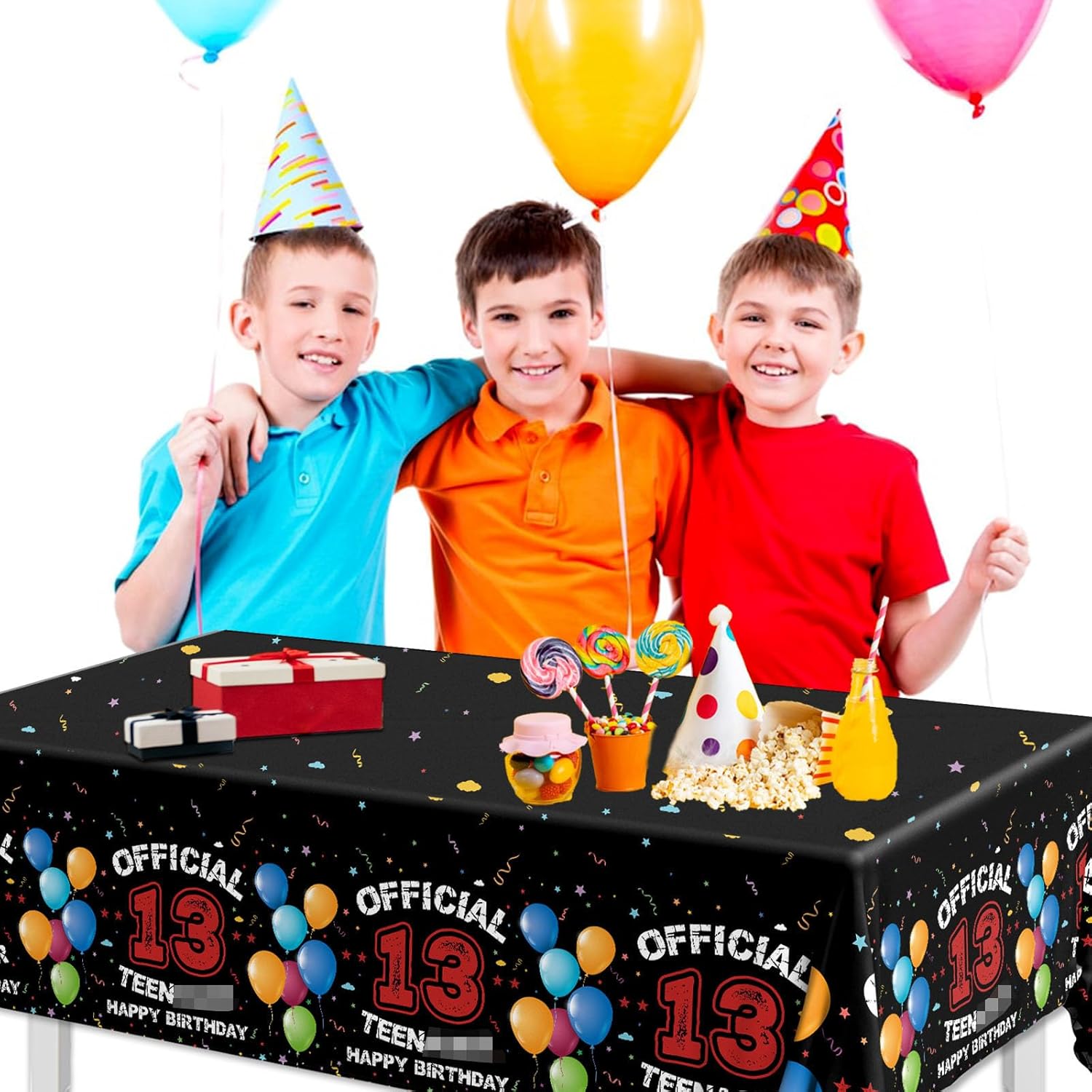 13th Birthday Decorations Red Black Tablecloths for Boys