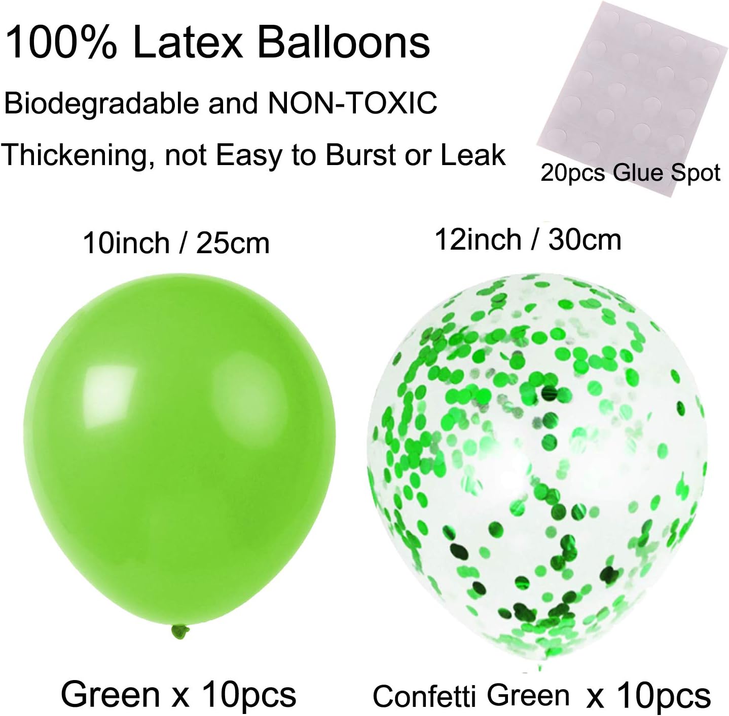 ZERODECO Green Confetti Balloons Fan Decor Set