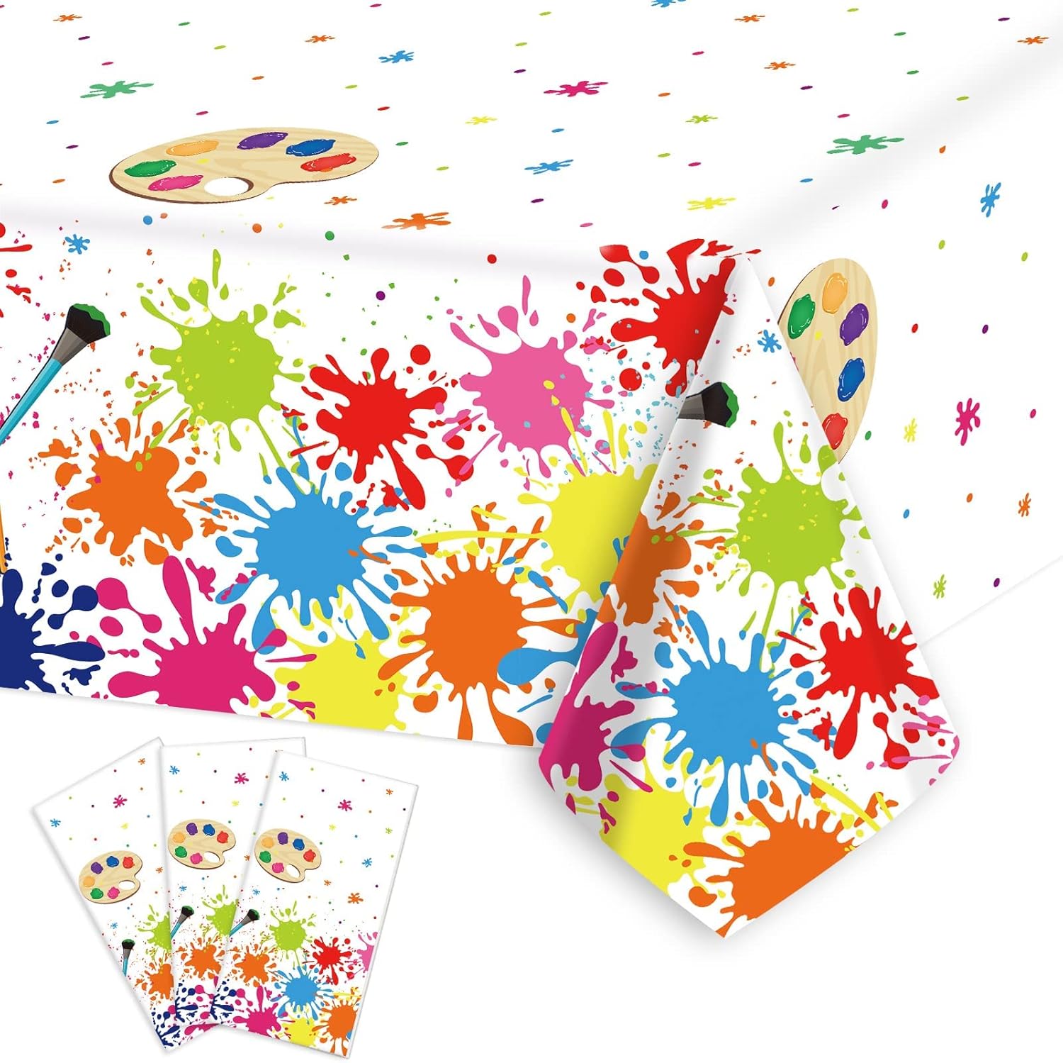 Gisgfim 3 Pcs Art Paint Tablecloth Supplies for Birthday Parties