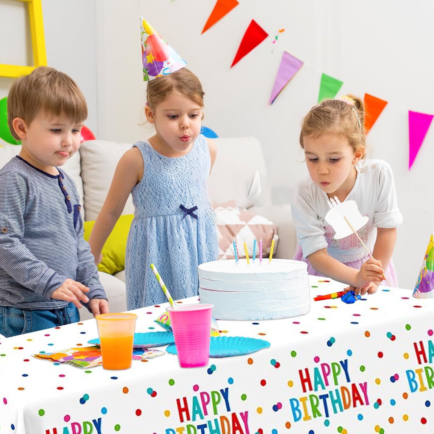 2 Packs Happy Birthday Tablecloth 54x108 Inch Decorations