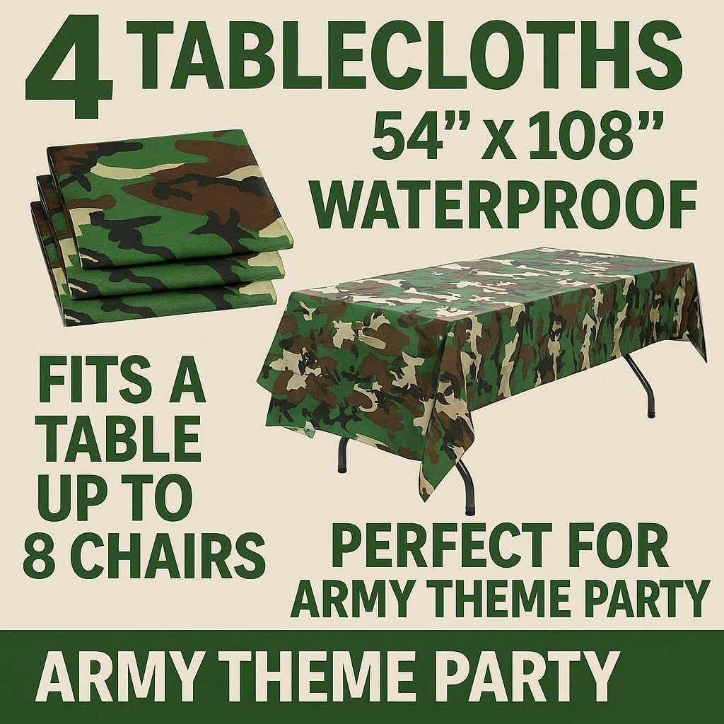 Oojami Camouflage Tablecloths Set of 4 54x108 Inches