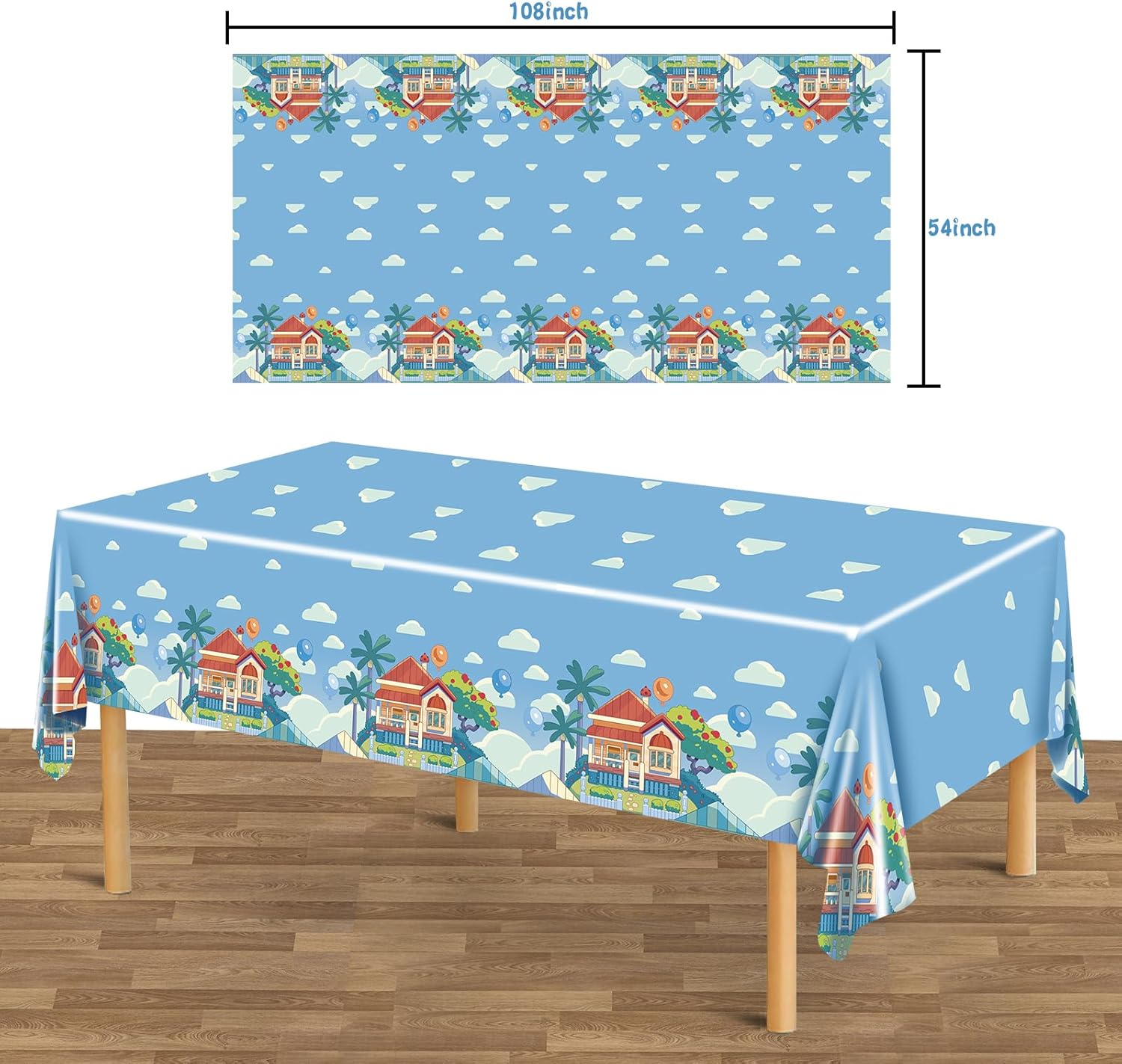 3 Pack Blue Dog Themed Tablecloths for Kids Birthday Party