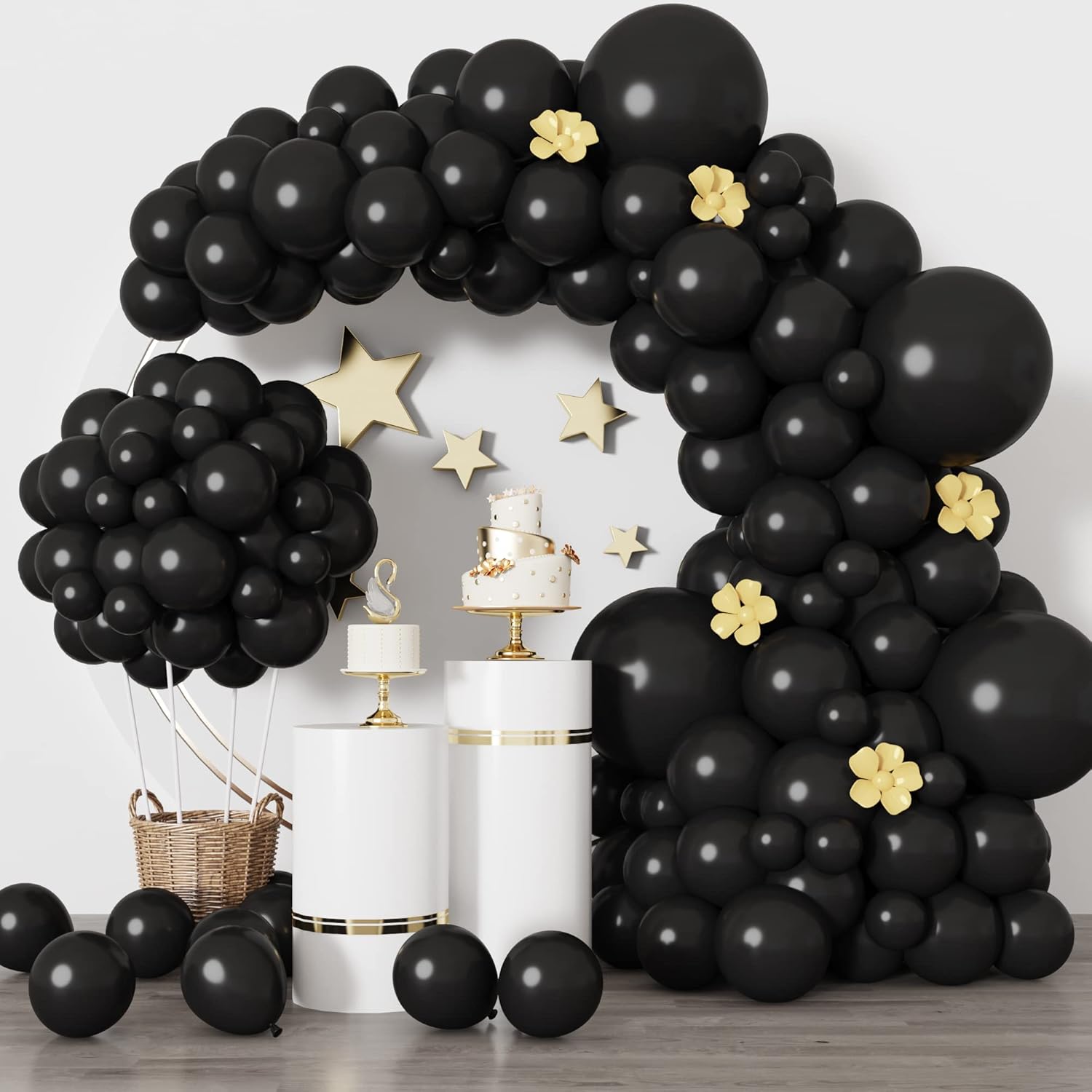 Rubfac Black Balloons Party Decor Kit 129pcs