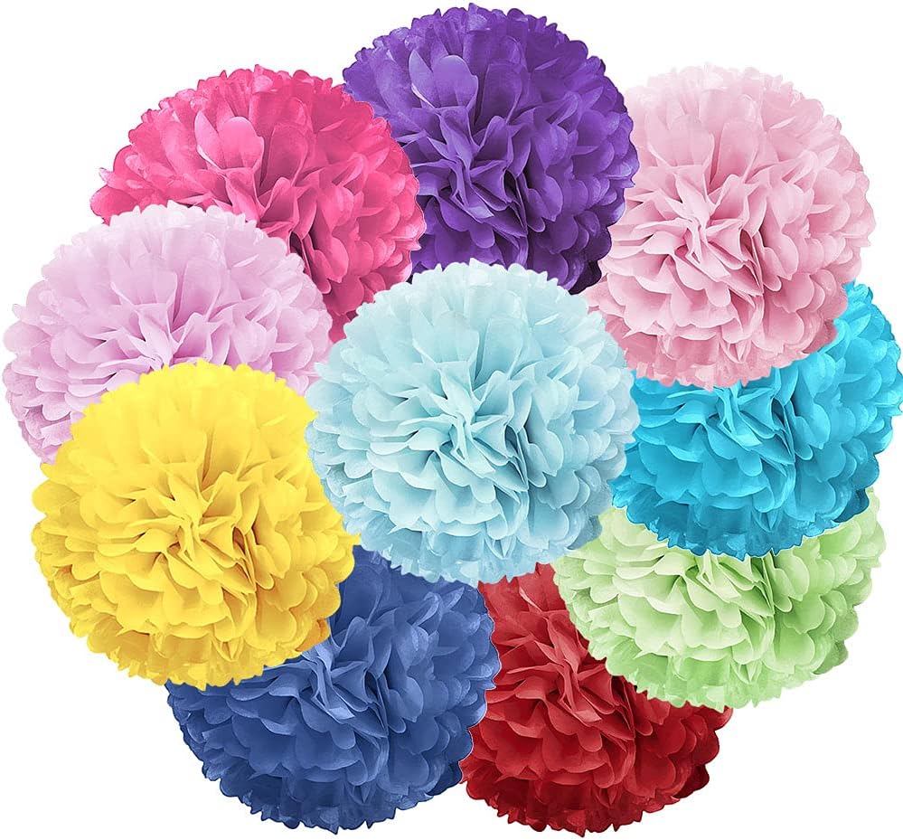WIRESTER 5 Pcs 6 Inch Light Green Tissue Paper Flower Pom Poms