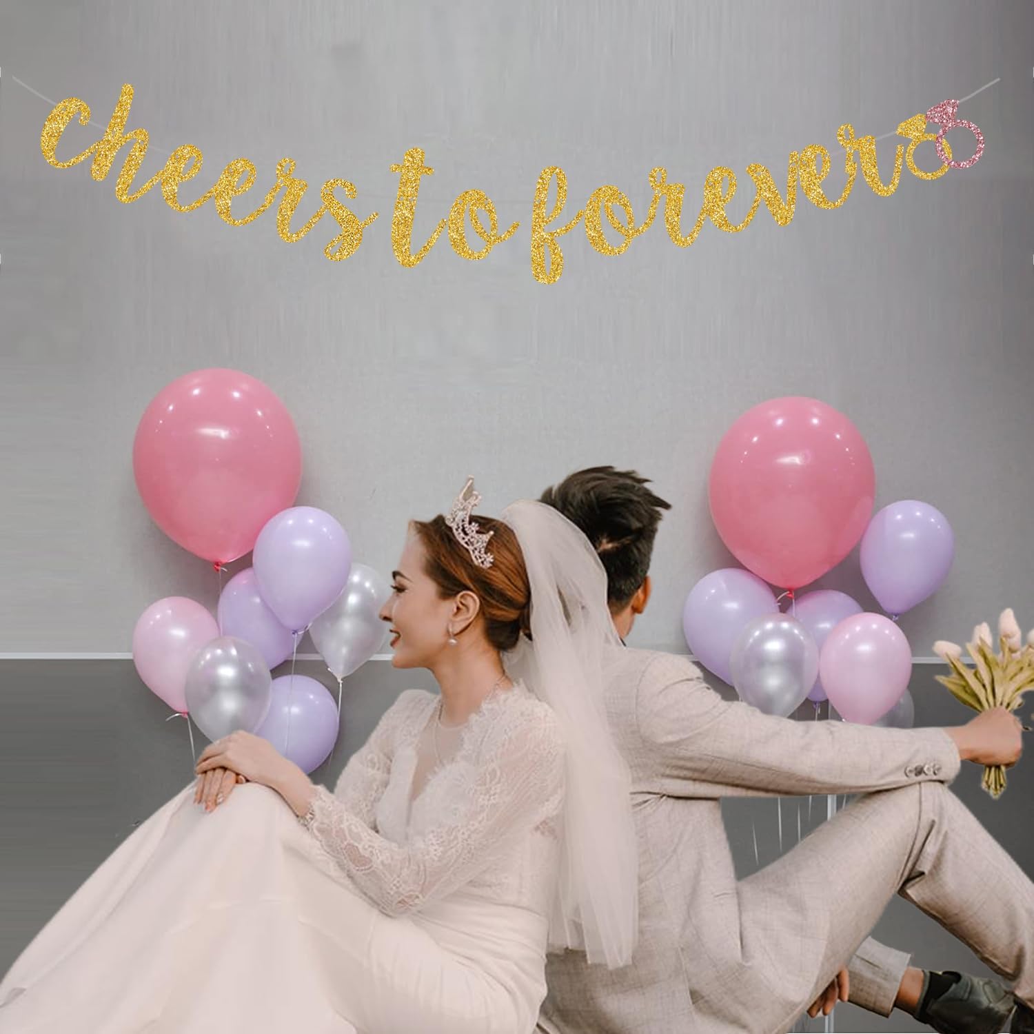 Cheers To Forever Gold Glitter Banner Pre-Strung