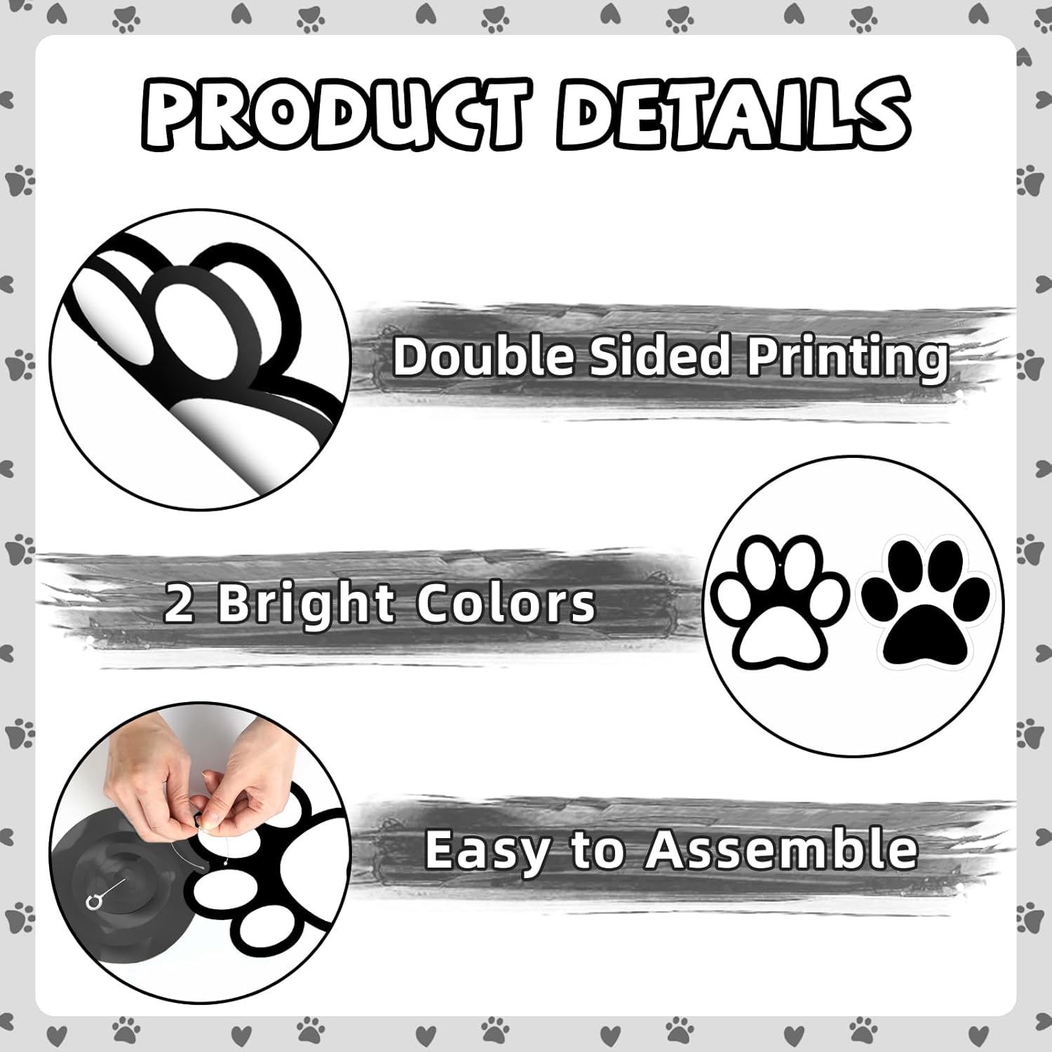 24 Pcs Dog Paw Print Party Hanging Streamers