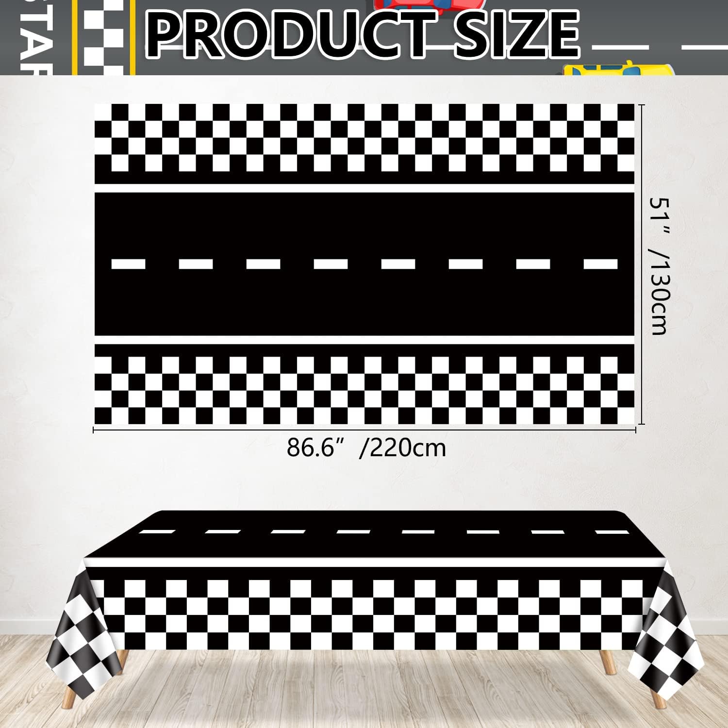 Racing Car Theme Tablecloths 4pcs 51x86 Inches