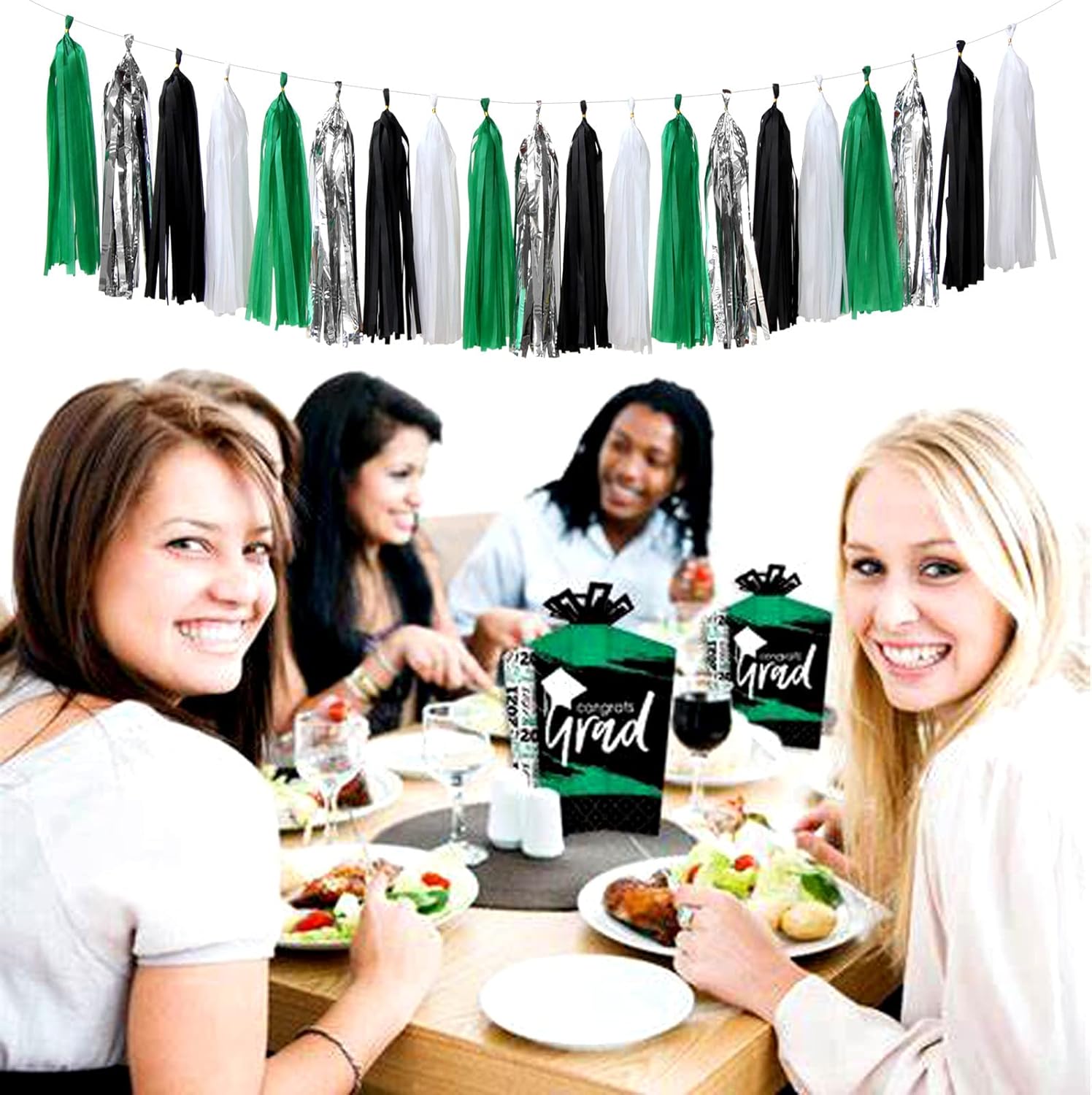 Black Green Silver Football Party Decorations 30pcs