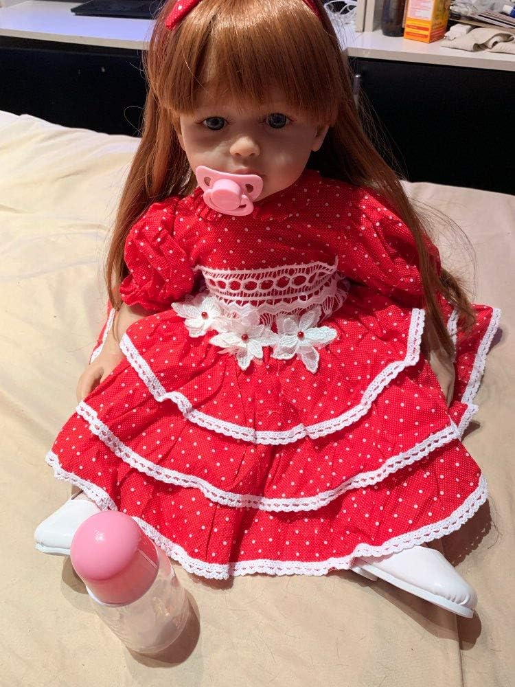 Angelbaby Cute Reborn Silicone Toddler Doll with Red Dress