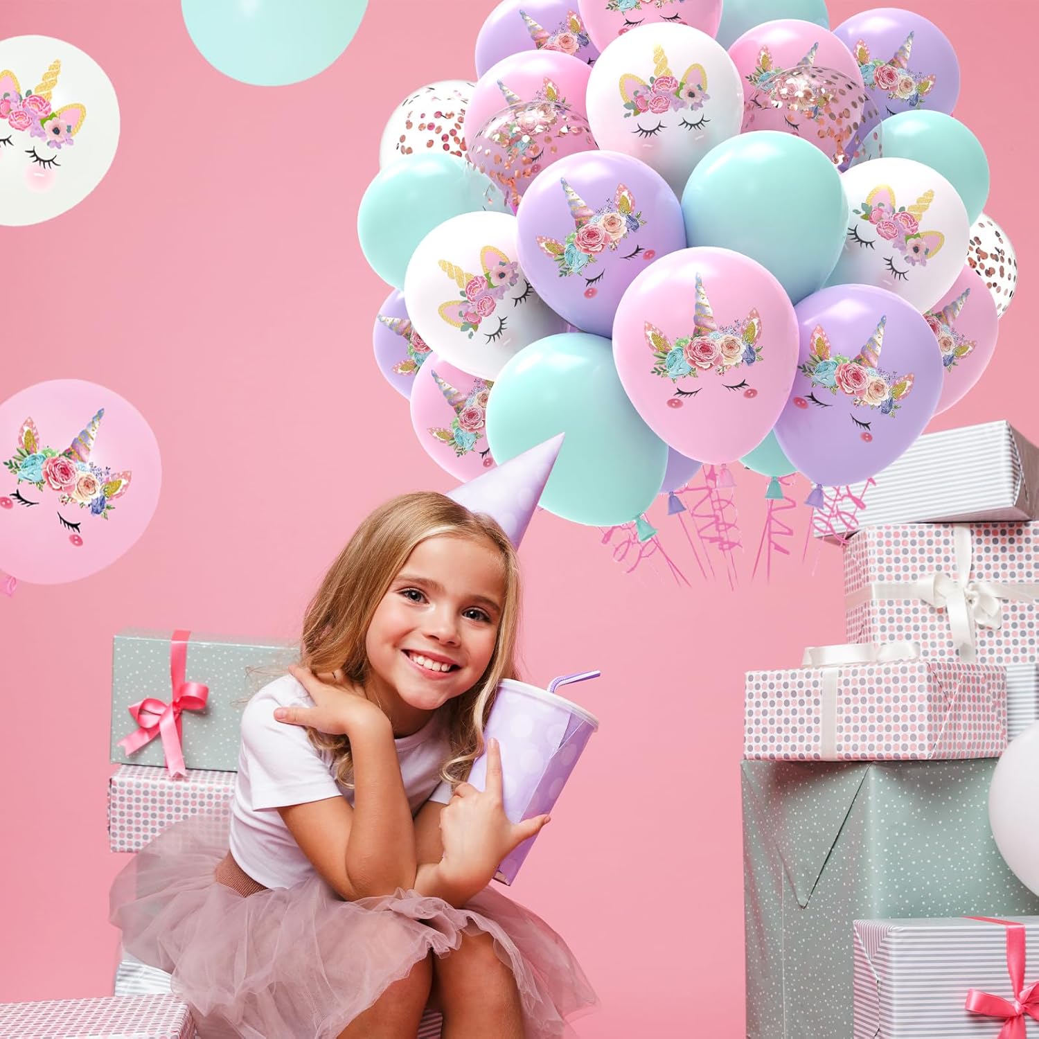 QIFU Unicorn Pastel Balloons 51pcs Party Decorations