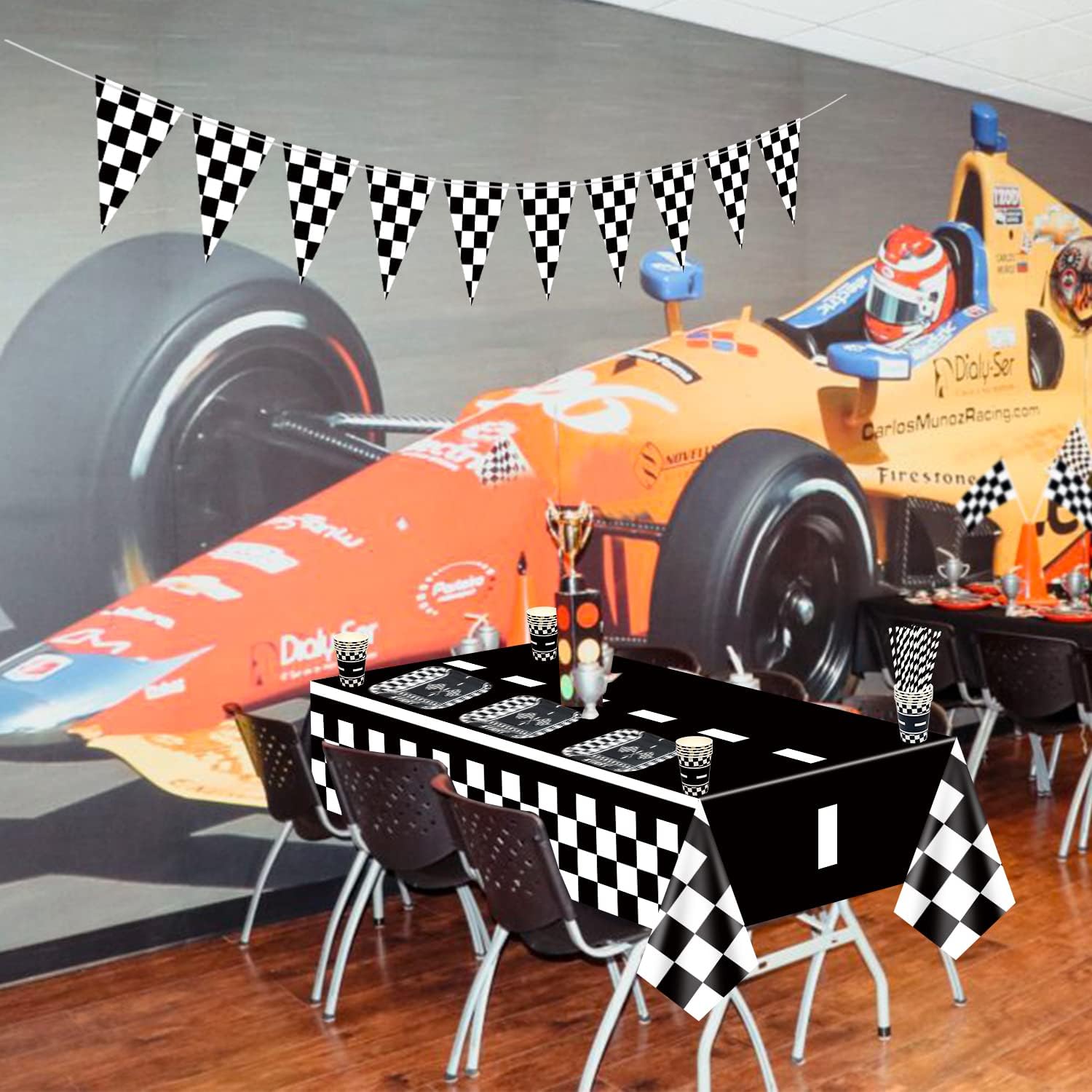 Racing Car Theme Tablecloths 4pcs 51x86 Inches