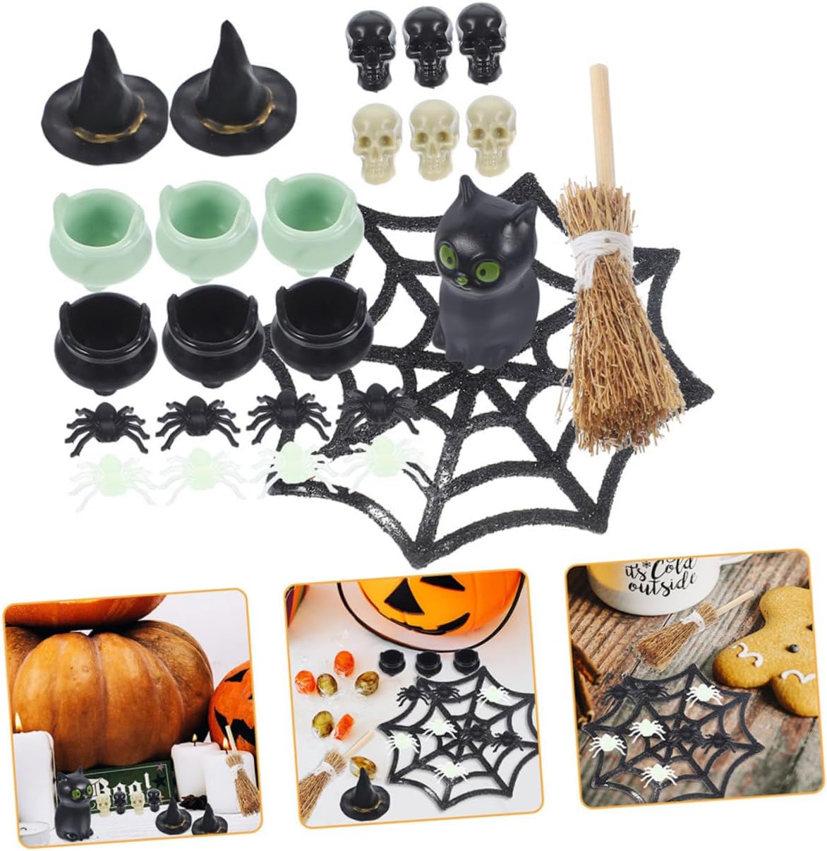 Kichvoe 2sets Miniature Halloween Figurines Set for Halloween Decorations