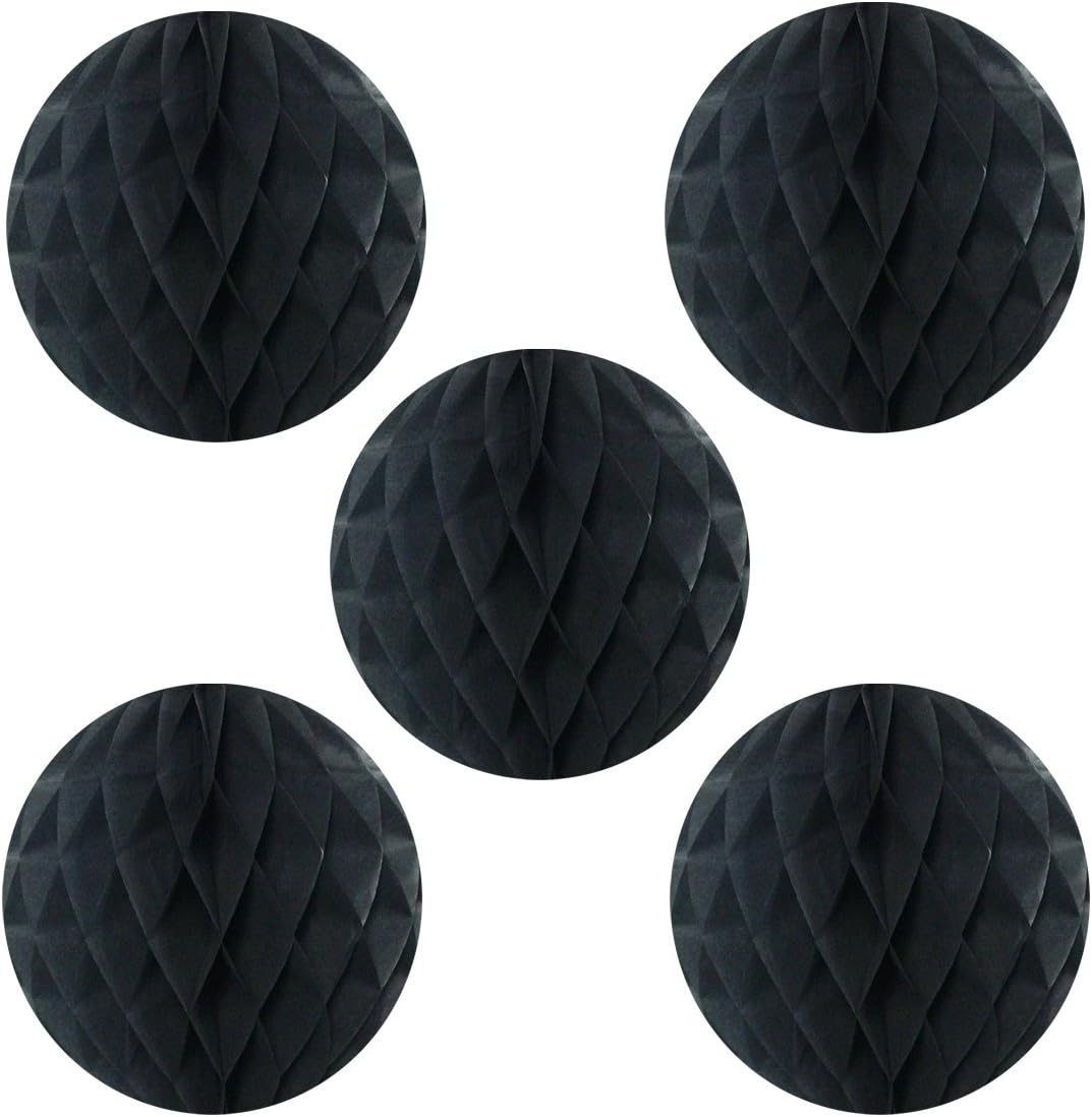 Wrapables 6 Inch Tissue Pom Pom Decor Set Black