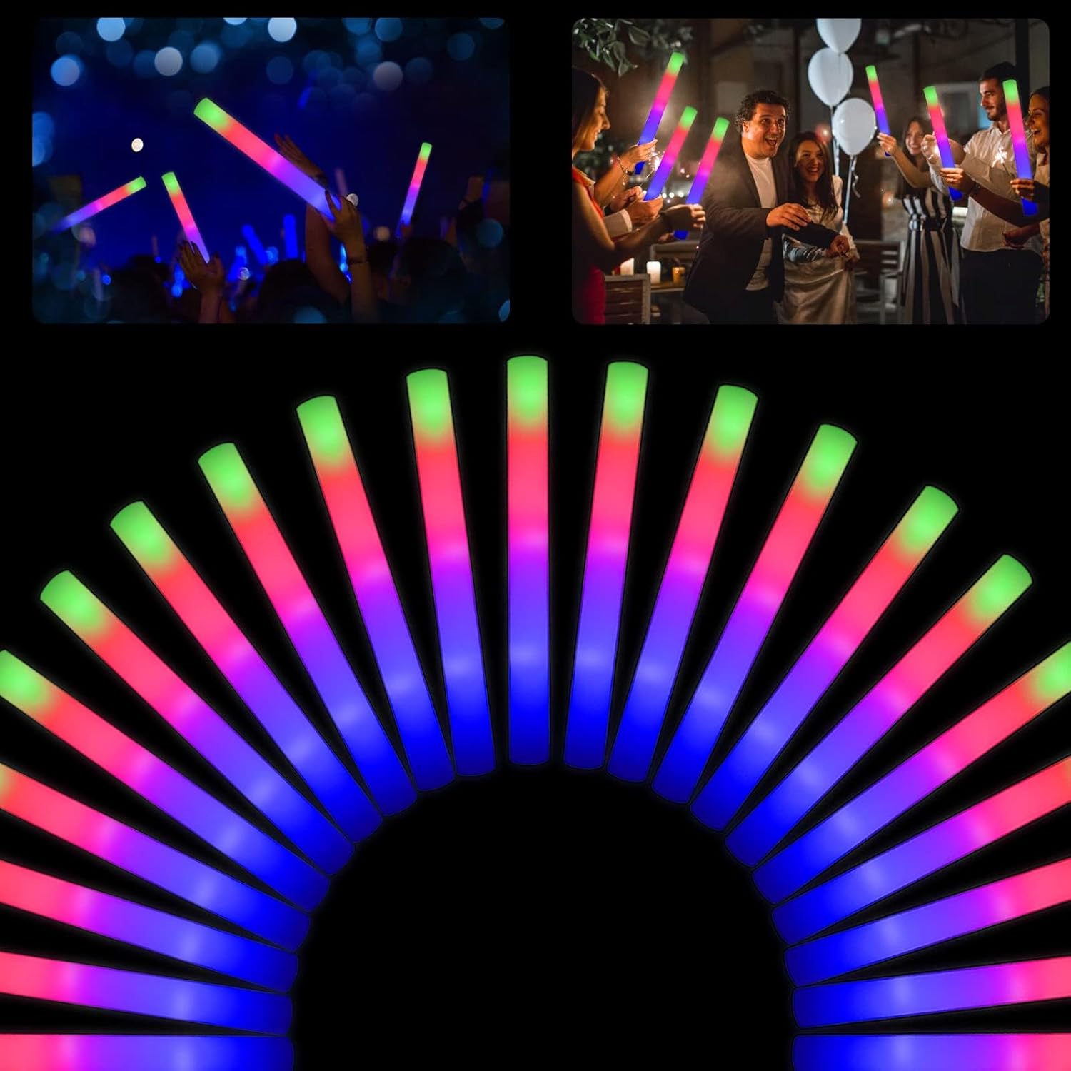 30 Piece LED Foam Sticks Flashing Glow Sticks