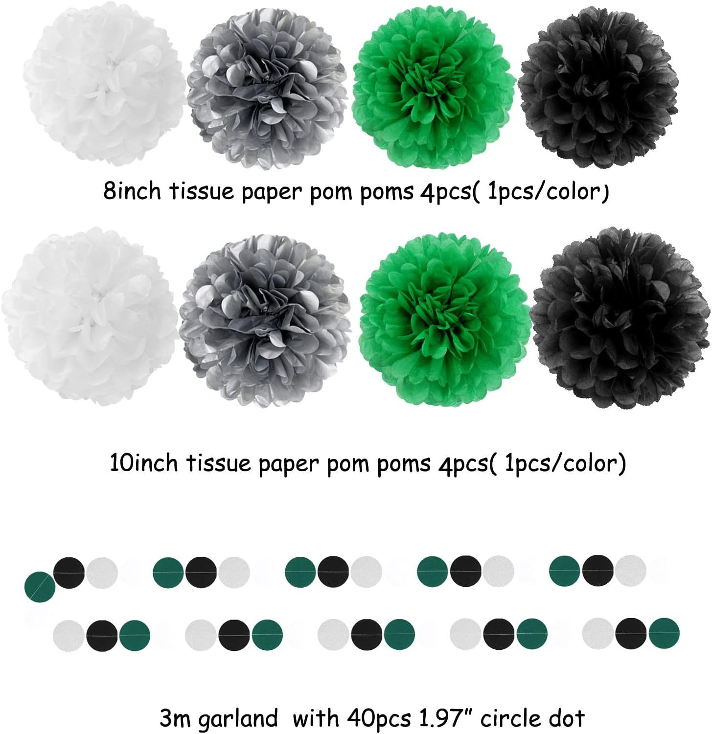 Black Green Silver Football Party Decorations 30pcs
