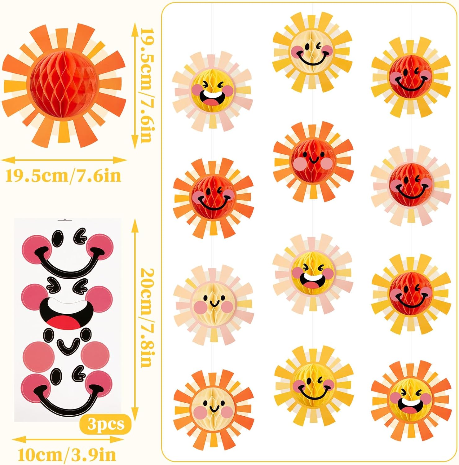 12PCS Boho Sun Party Decorations Set