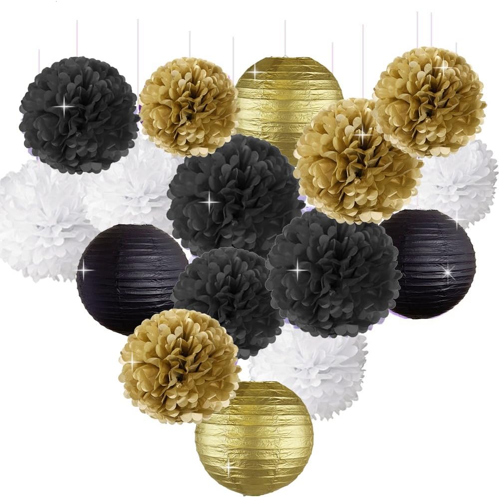 Zorpia New Years Decor Kit Gold Black White Party