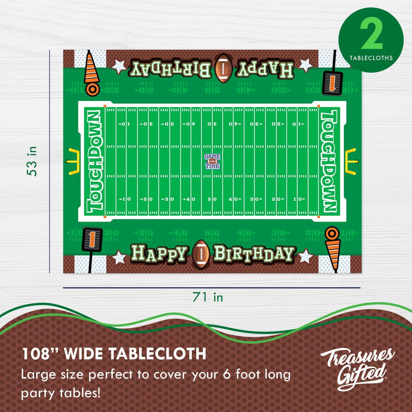 Treasures Gifted Football Birthday Tablecloth - Pack of 2