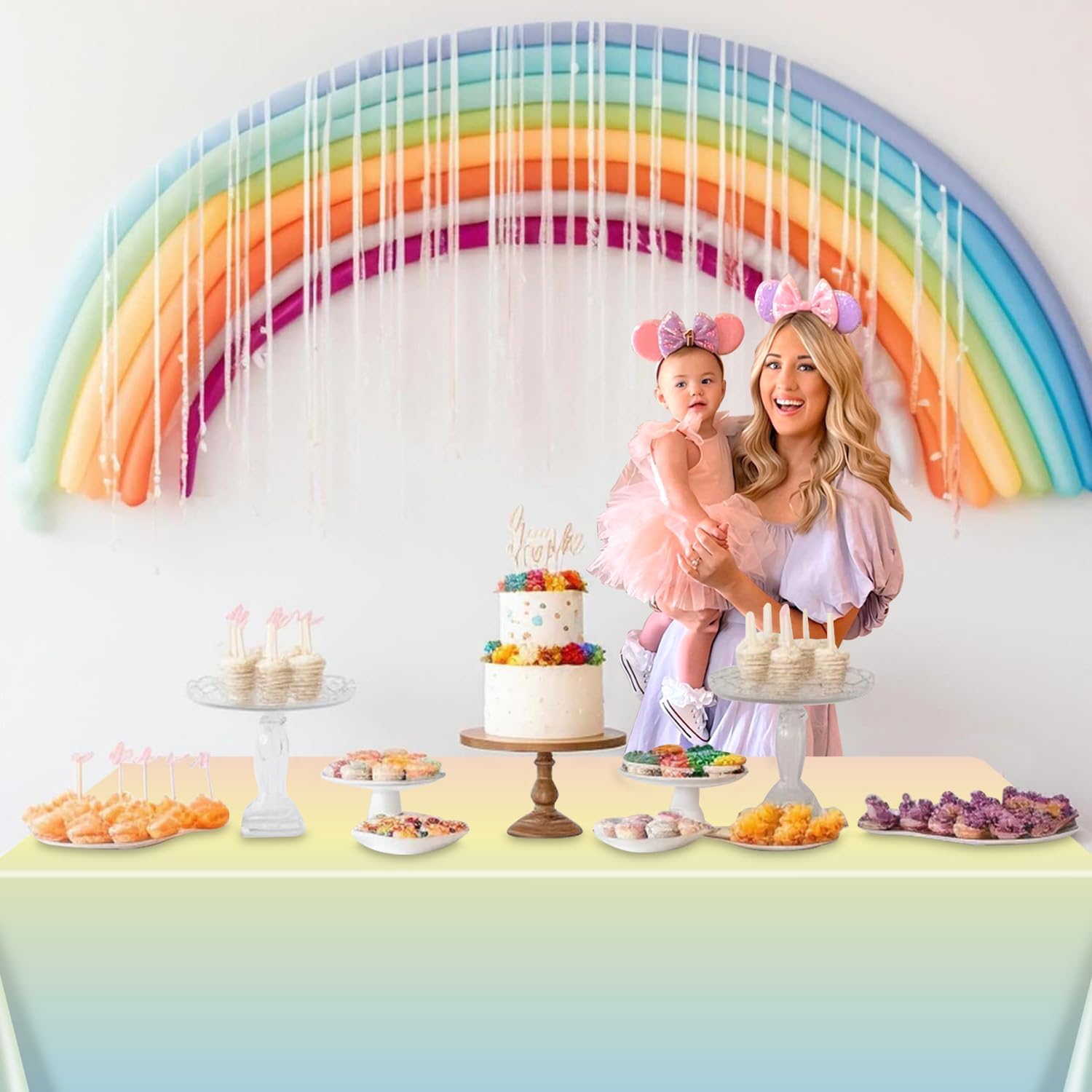 Pastel Rainbow Tablecloths 4 Pcs for Parties