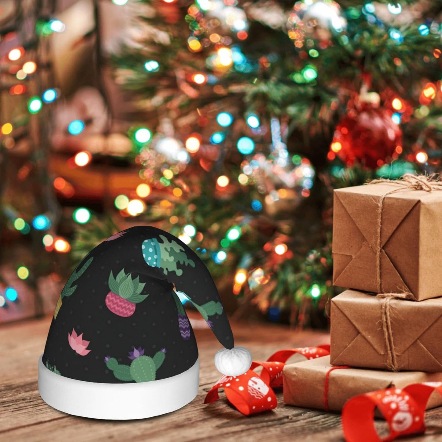 QinZheng Cactus Santa Hat Personalized Christmas Headwear