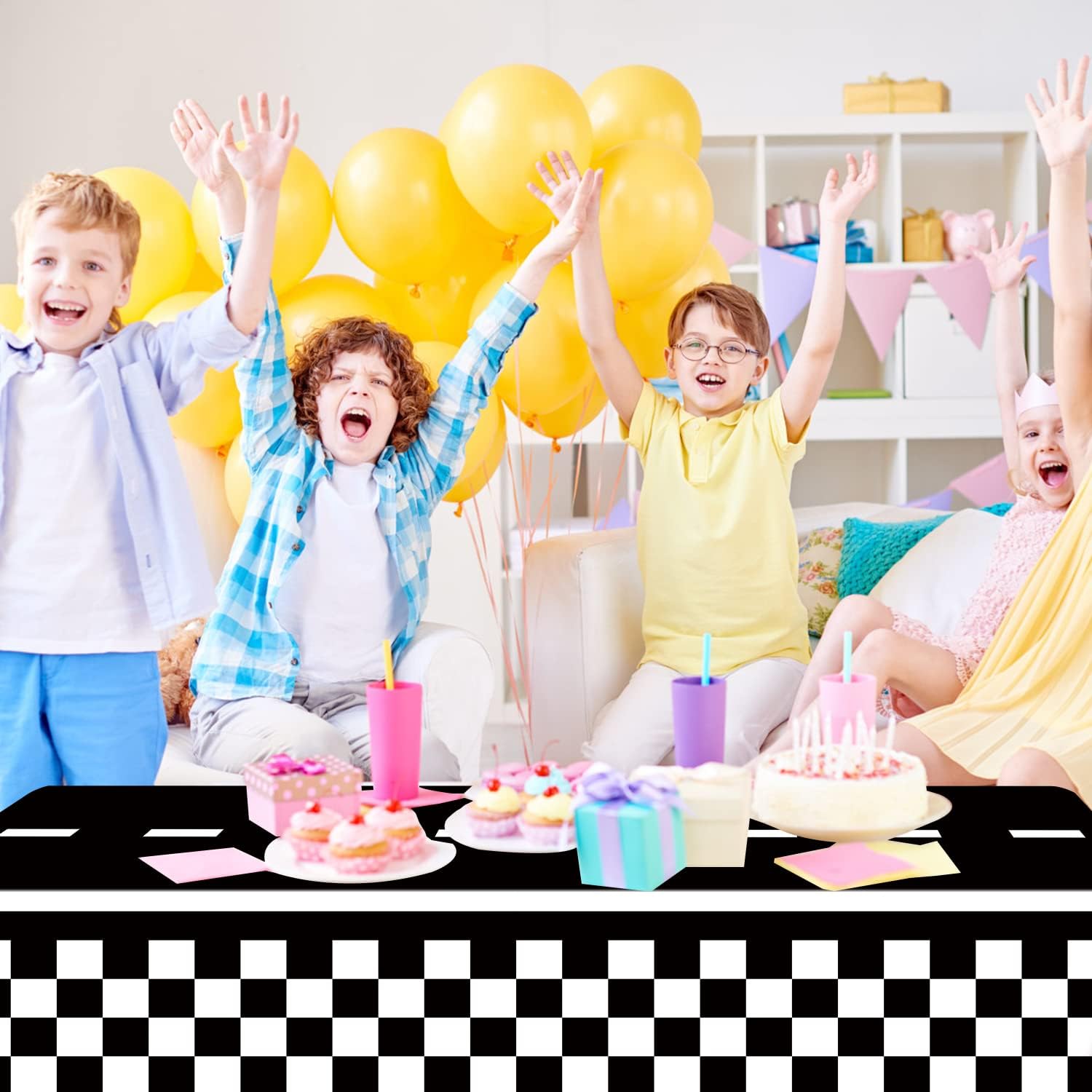 Racing Car Theme Tablecloths 4pcs 51x86 Inches