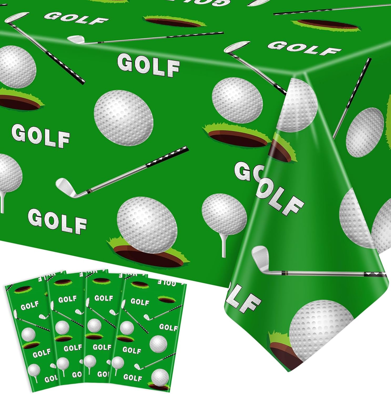 4 Pack Golf Theme Tablecloths for Birthday Parties