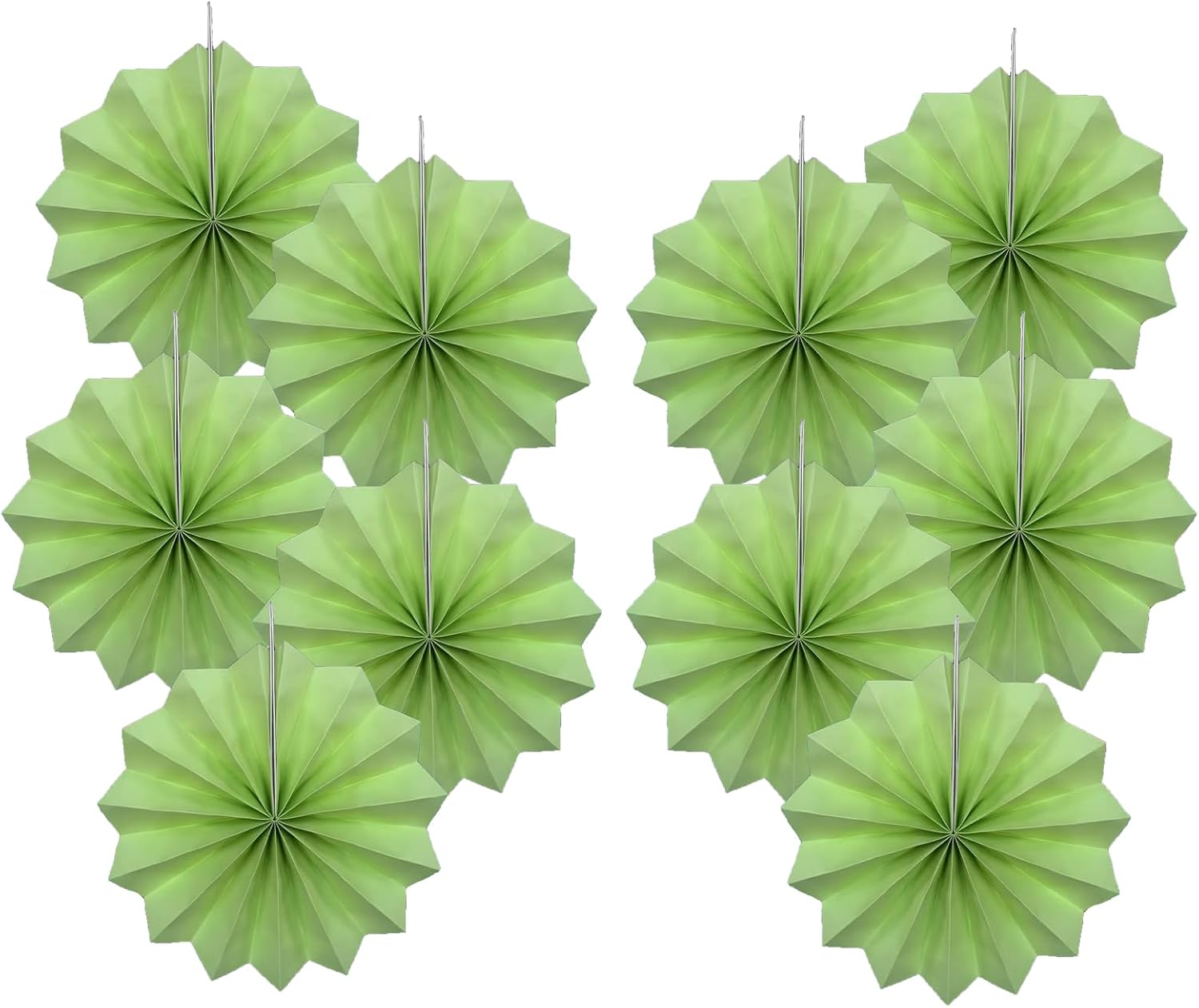 Bart Hew Green Hanging Paper Fans 8in DIY Set 30 Pack