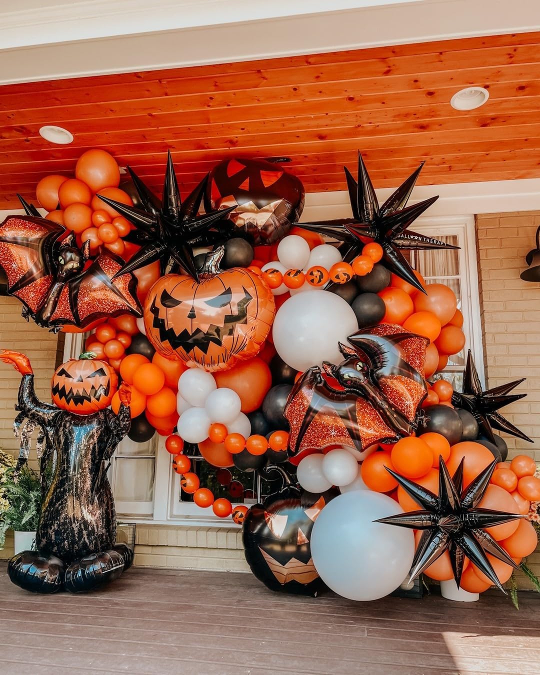 Orange and White Balloon Arch Kit 140Pcs with Garland Strip and Glue Dots
