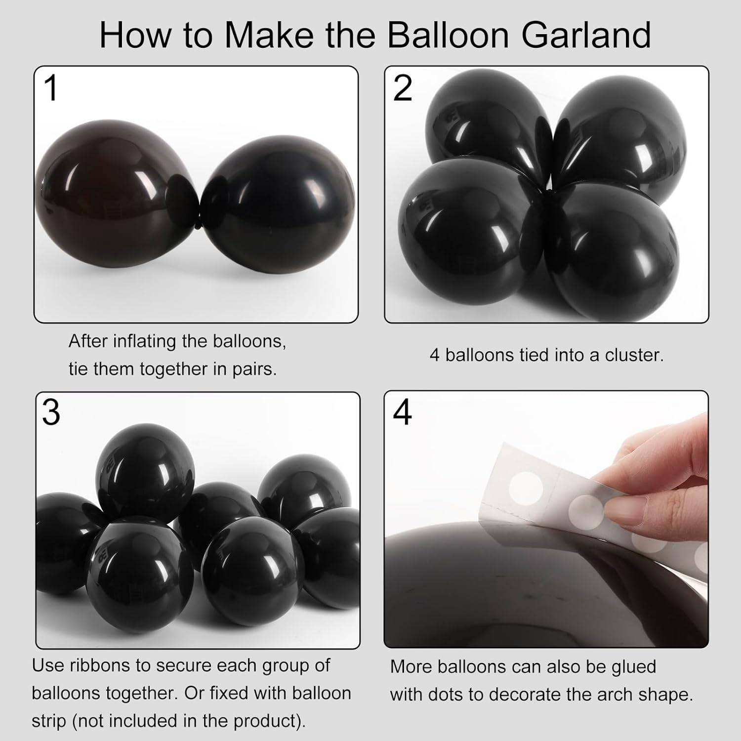 Rubfac Black Balloons Party Decor Kit 129pcs