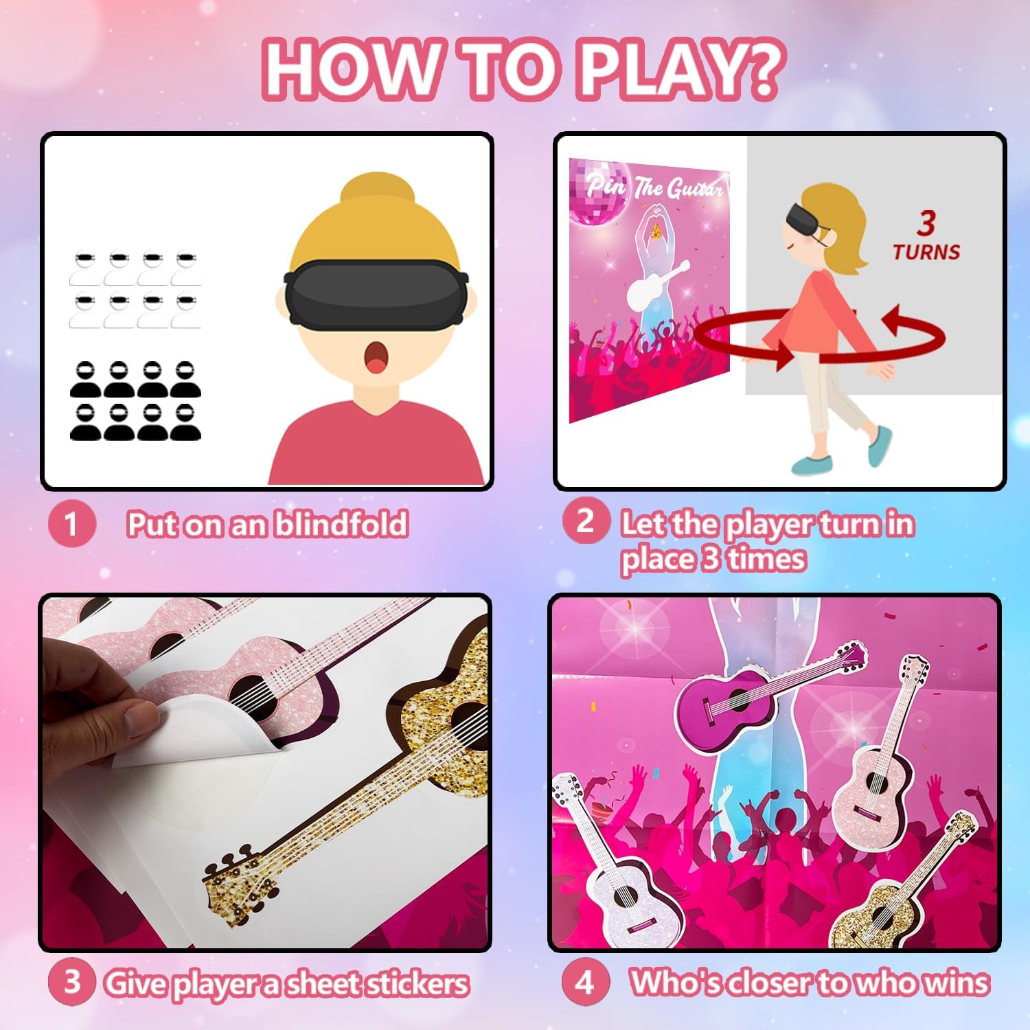 Pin The Guitar Music Party Game for Girls