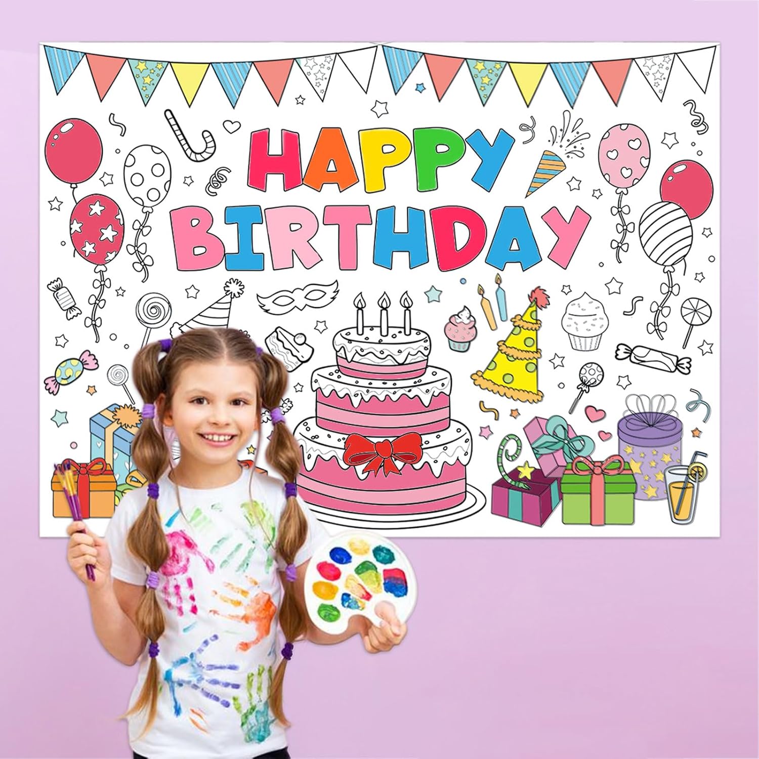 Giant Birthday Coloring Poster for Kids