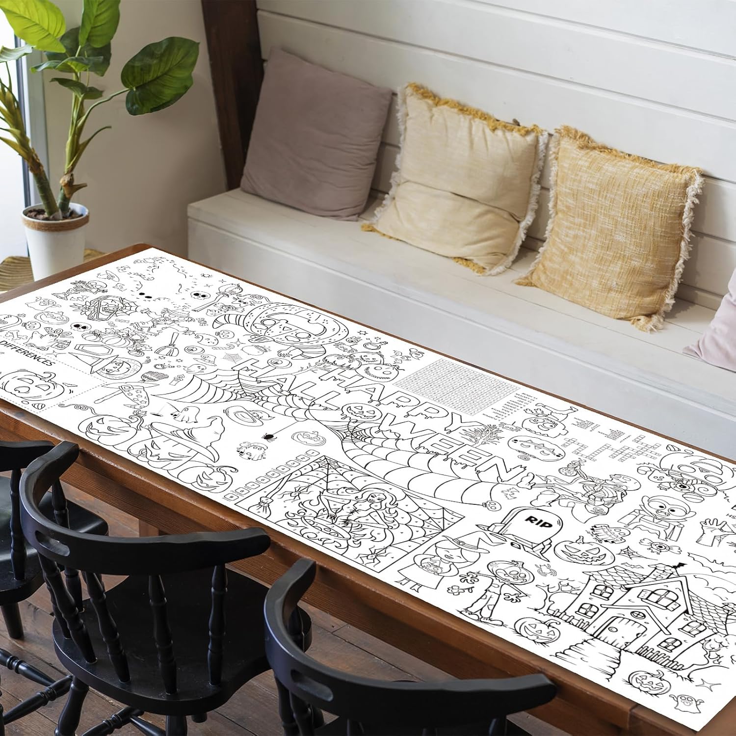 Raissily Halloween Giant Coloring Poster Tablecloth