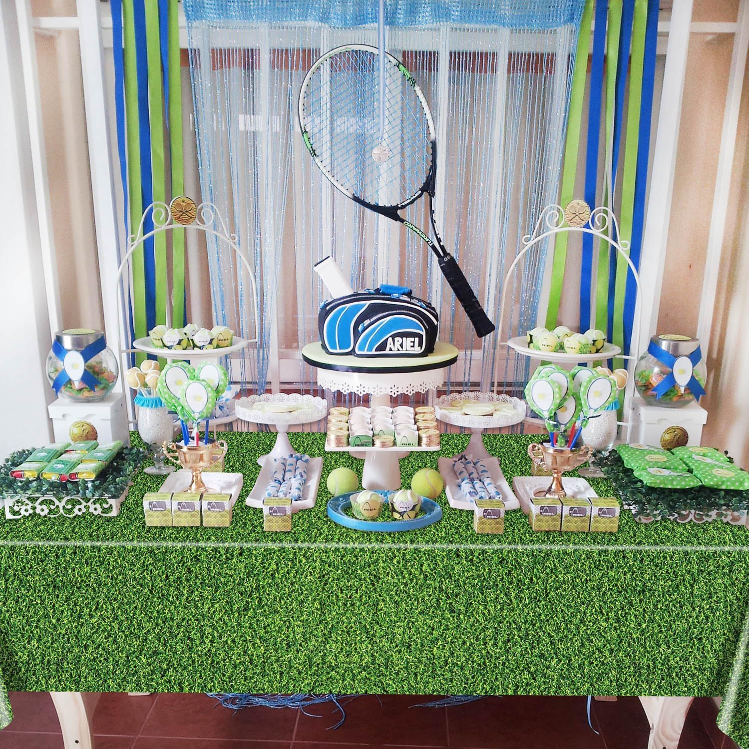 4Pcs Green Grass Tablecloths for Sports Parties