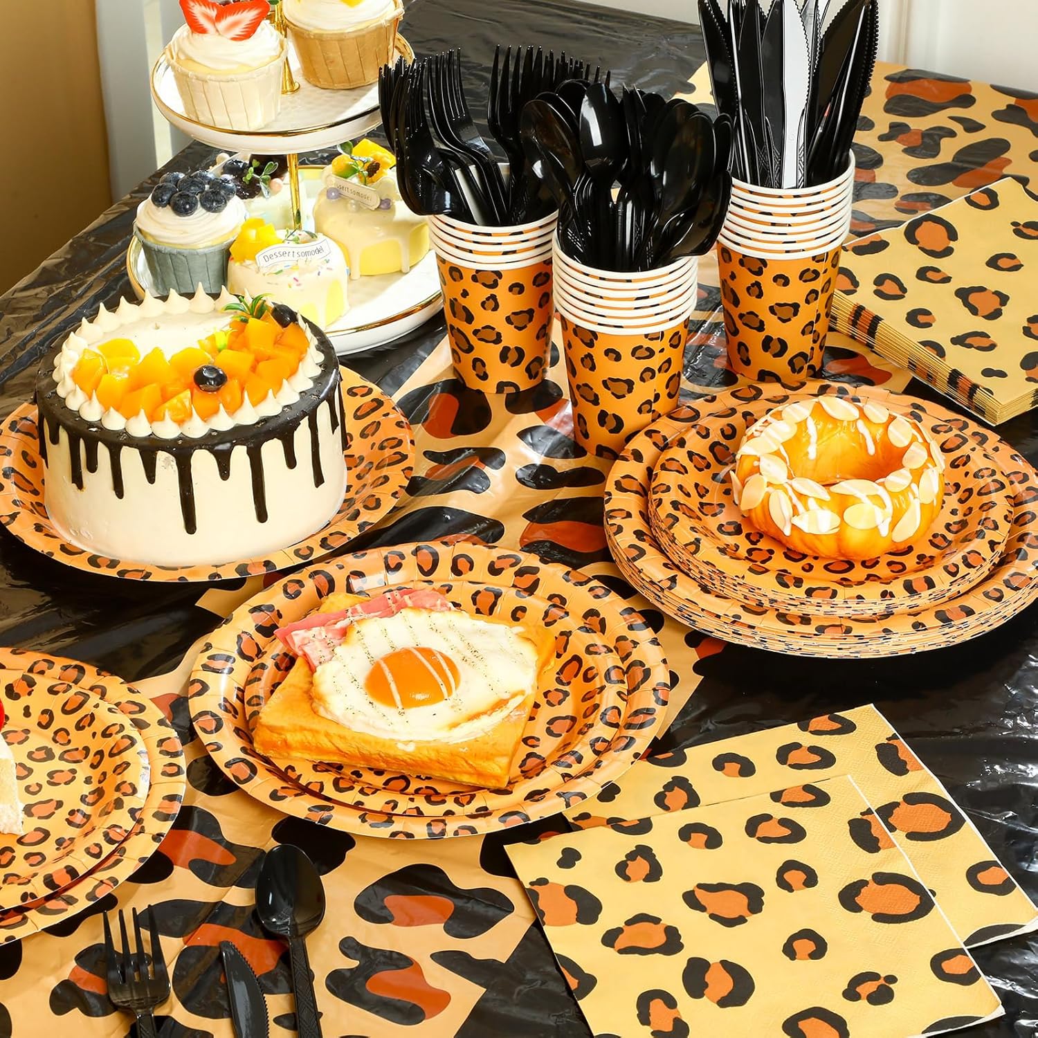 Oudain 162 Pcs Cheetah Party Decorations