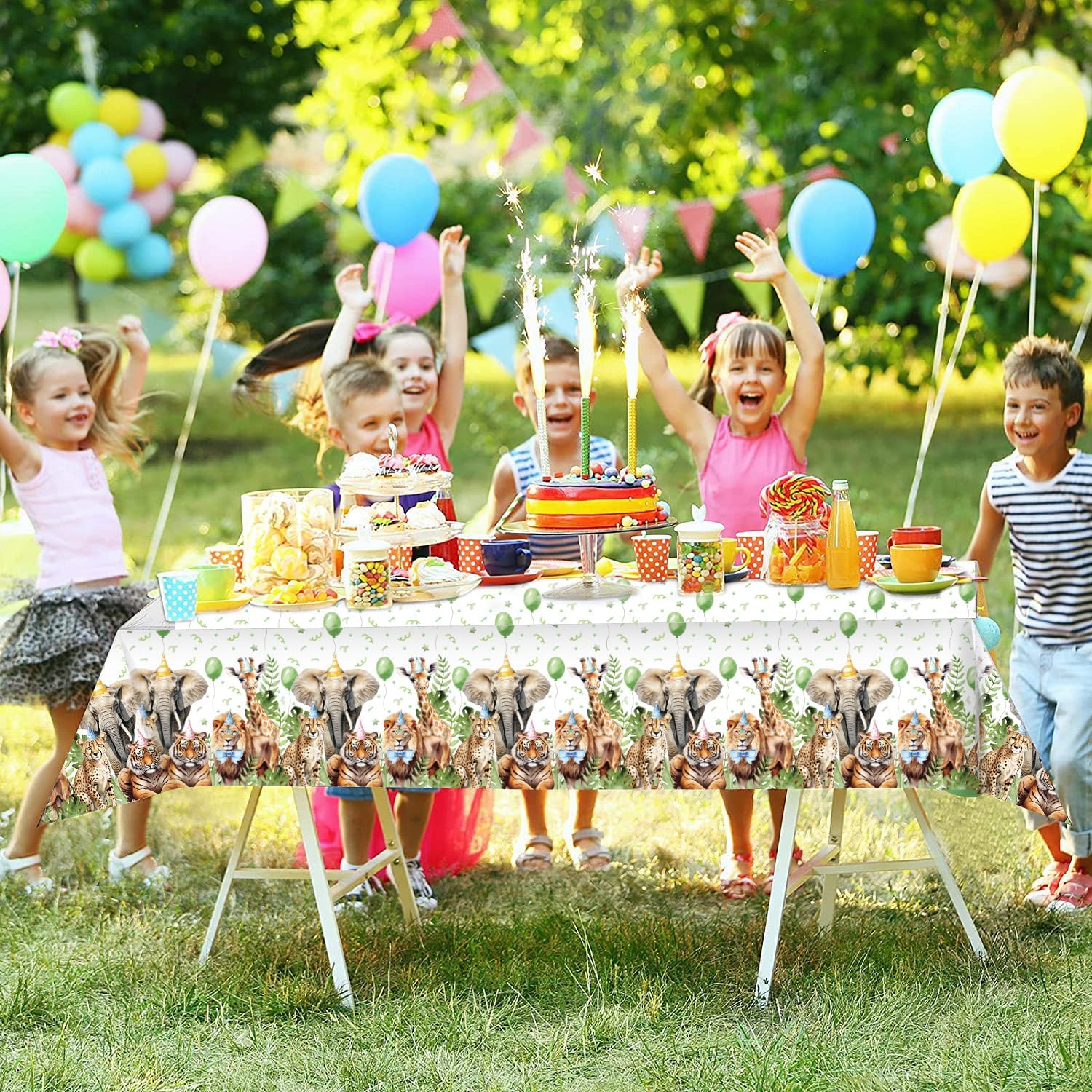 Mpanwen Safari Animal Tablecloth - 3 Pack 54 x 108 Inches