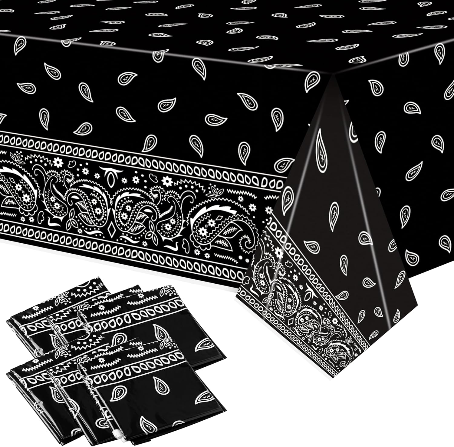 K1tpde 6PCS Black Bandana Style Tablecloths